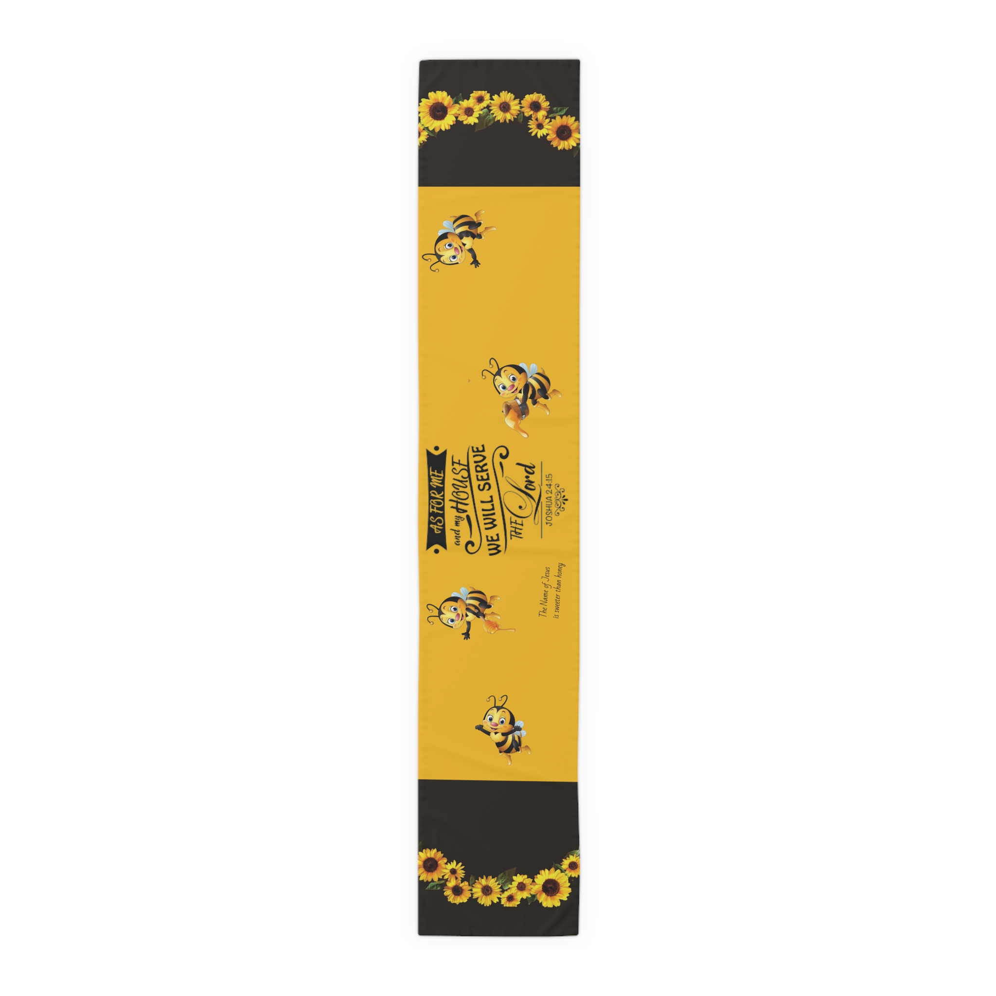 Sunflower Harvest Table Runner – Yellow & Black Cotton-Poly Decorative Table Runner - Image 5