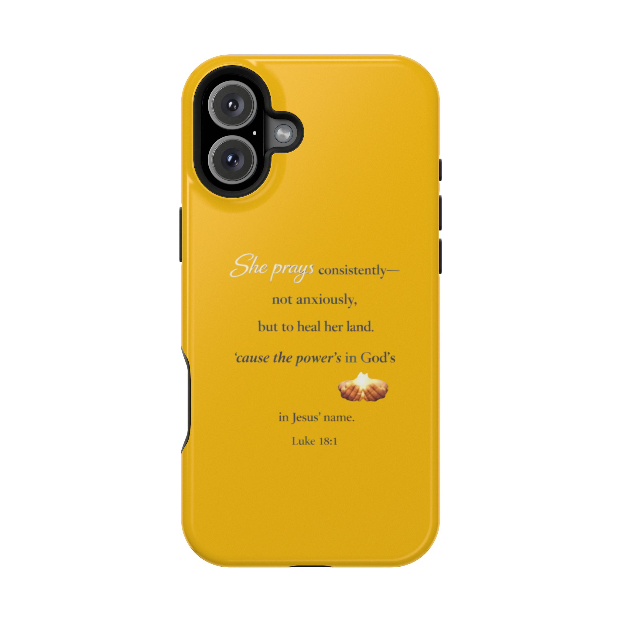 Christian Prayer Magnetic Impact-Resistant Phone Case — "She Prays Consistently" Inspirational Yellow - Image 105