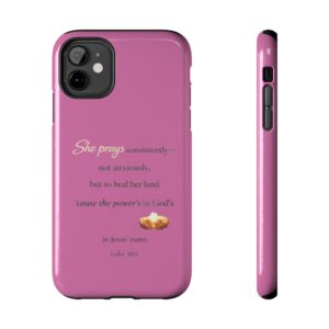 Christian Prayer Tough Phone Case — "She Prays Consistently" Inspirational Religious iPhone Case
