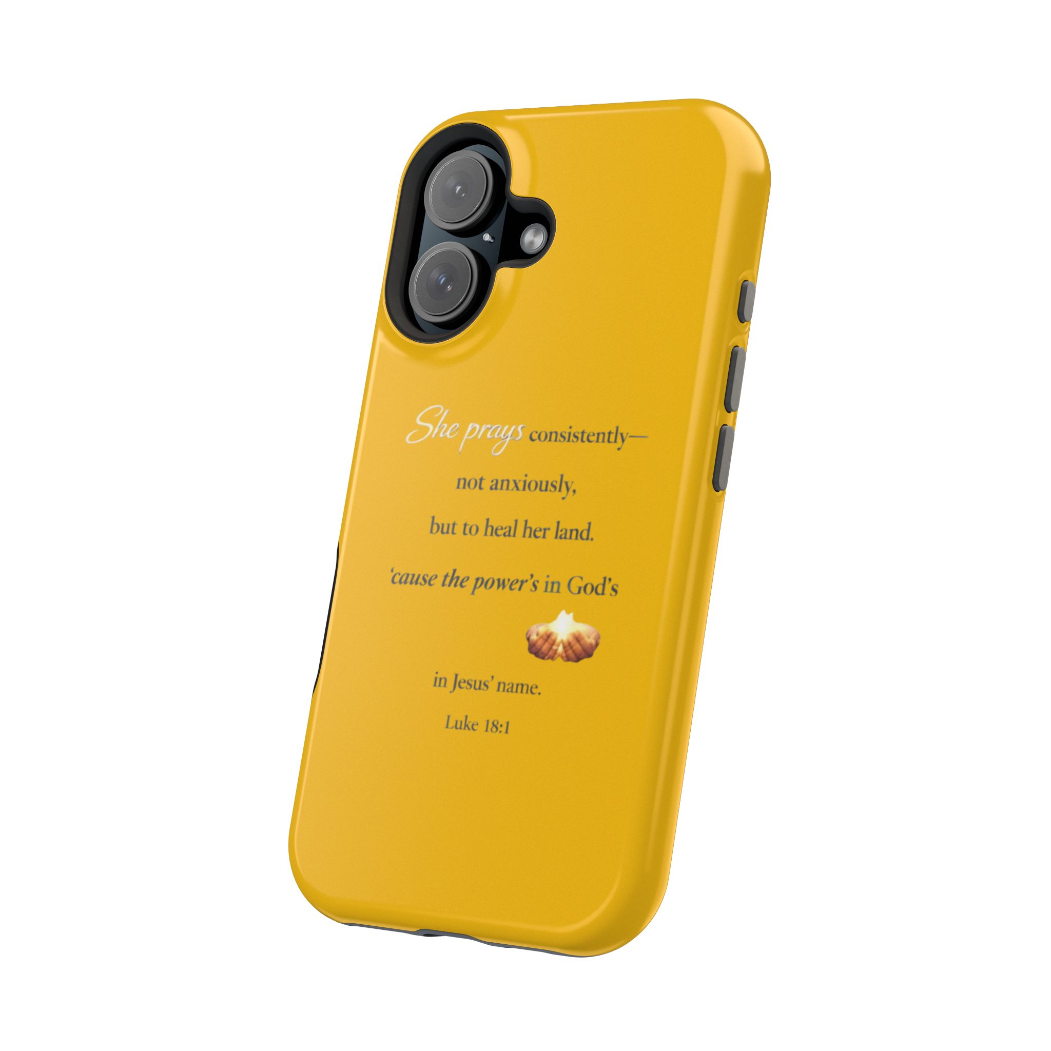 Christian Prayer Magnetic Impact-Resistant Phone Case — "She Prays Consistently" Inspirational Yellow - Image 98
