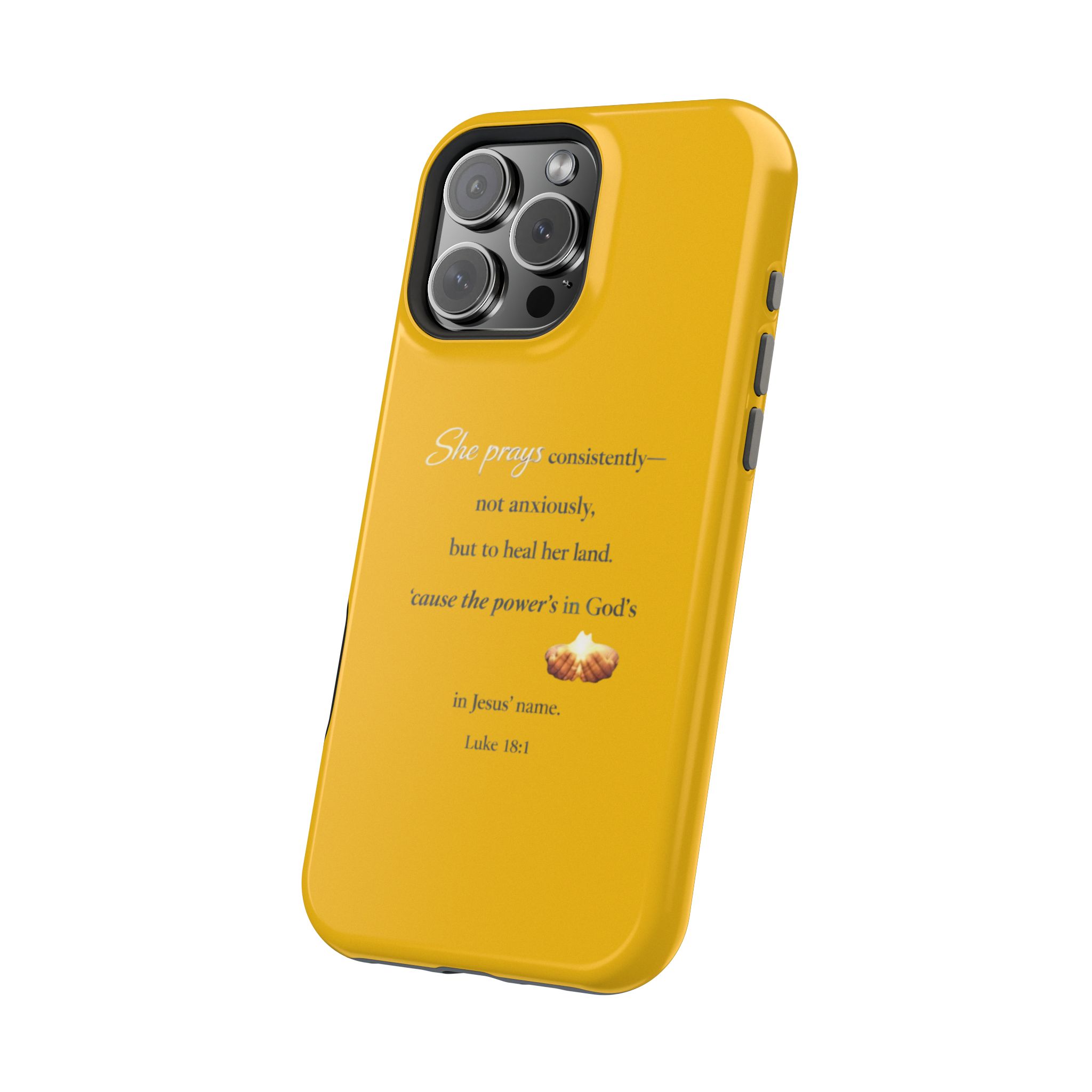 Christian Prayer Magnetic Impact-Resistant Phone Case — "She Prays Consistently" Inspirational Yellow - Image 122
