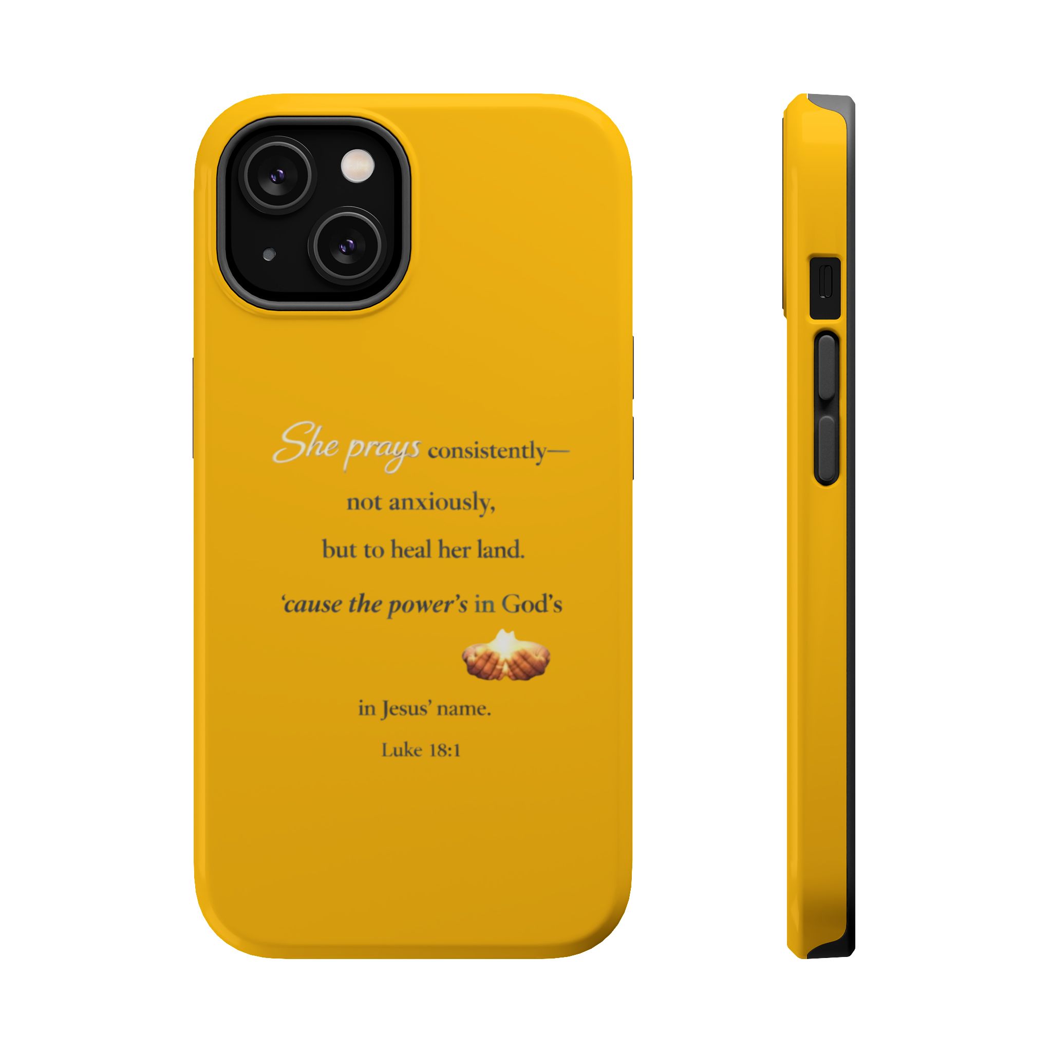 Christian Prayer Magnetic Impact-Resistant Phone Case — "She Prays Consistently" Inspirational Yellow