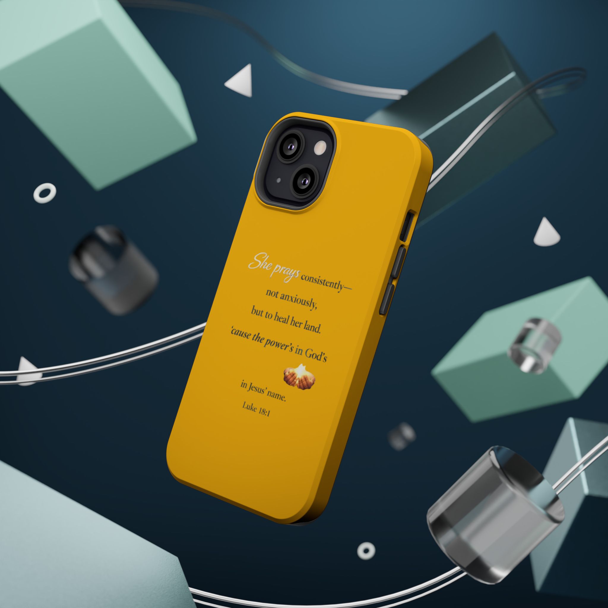 Christian Prayer Magnetic Impact-Resistant Phone Case — "She Prays Consistently" Inspirational Yellow - Image 35