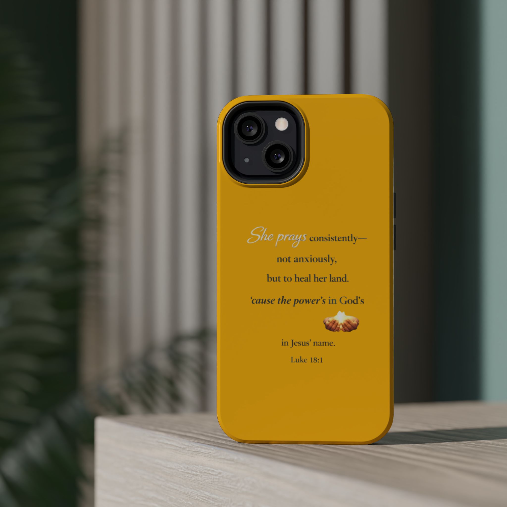 Christian Prayer Magnetic Impact-Resistant Phone Case — "She Prays Consistently" Inspirational Yellow - Image 36