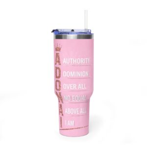 Adonai Pink 40oz Vacuum Tumbler – Insulated Bible Verse Travel Mug
