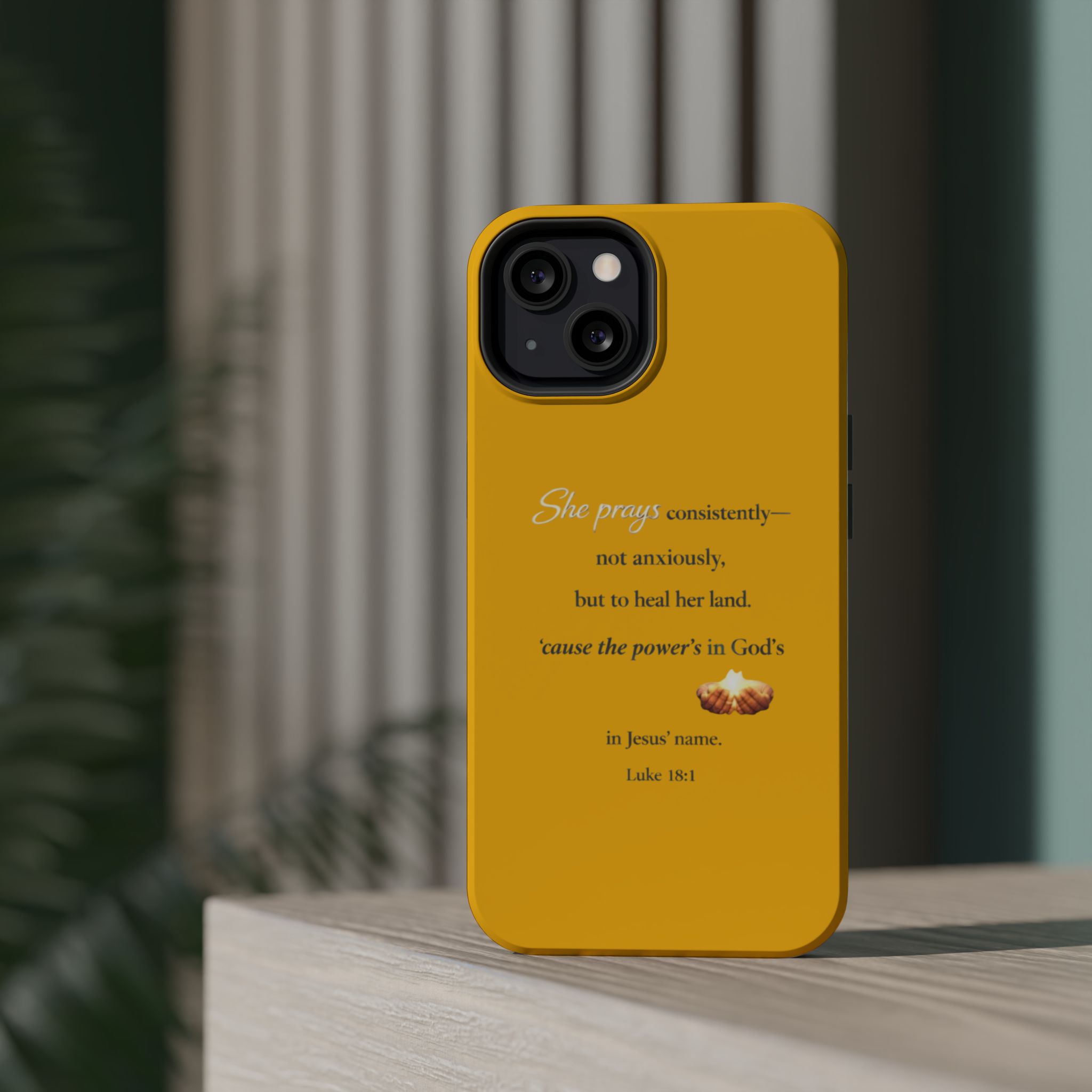 Christian Prayer Magnetic Impact-Resistant Phone Case — "She Prays Consistently" Inspirational Yellow - Image 40