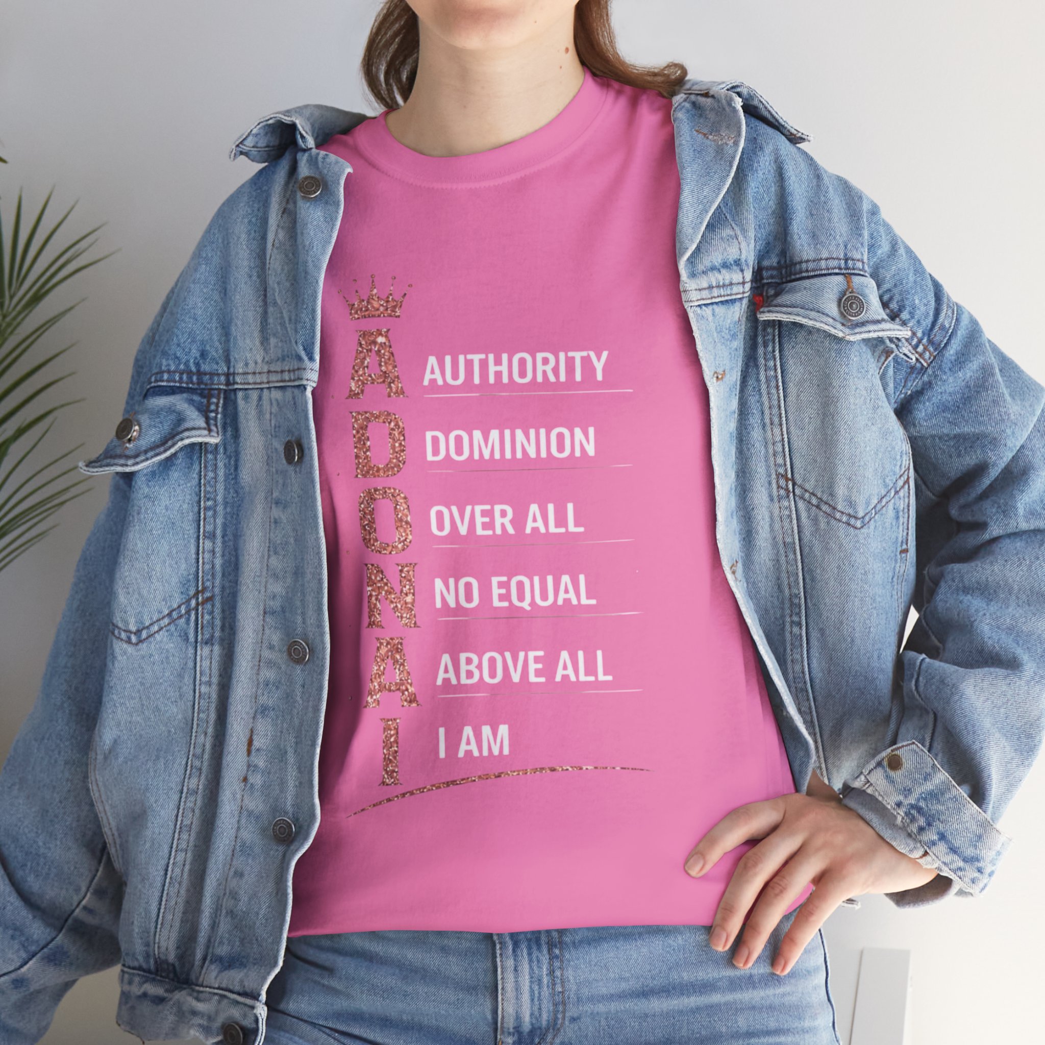 Adonai Faith Tee — Pink Crowned Vertical Scripture Design - Image 12