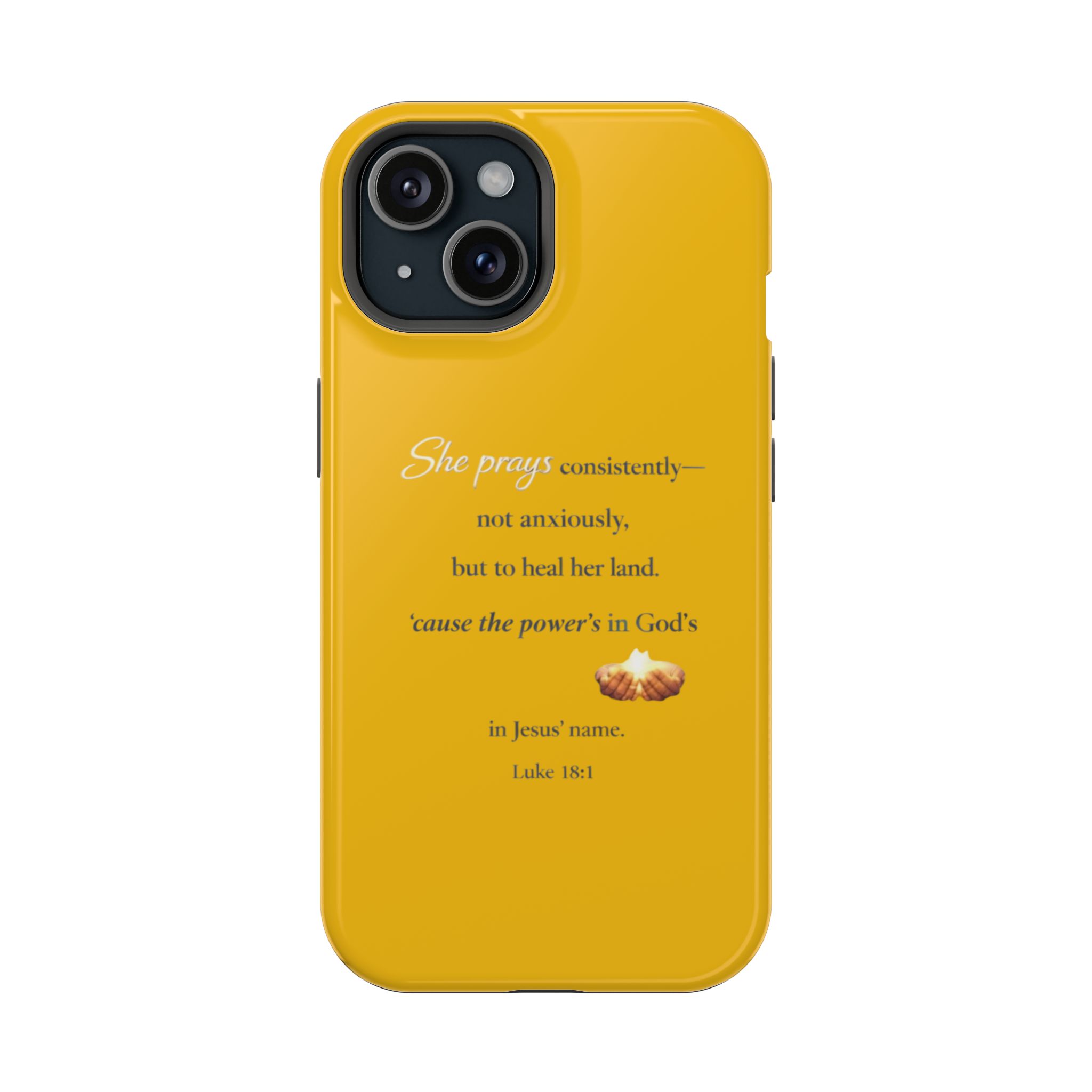 Christian Prayer Magnetic Impact-Resistant Phone Case — "She Prays Consistently" Inspirational Yellow - Image 65