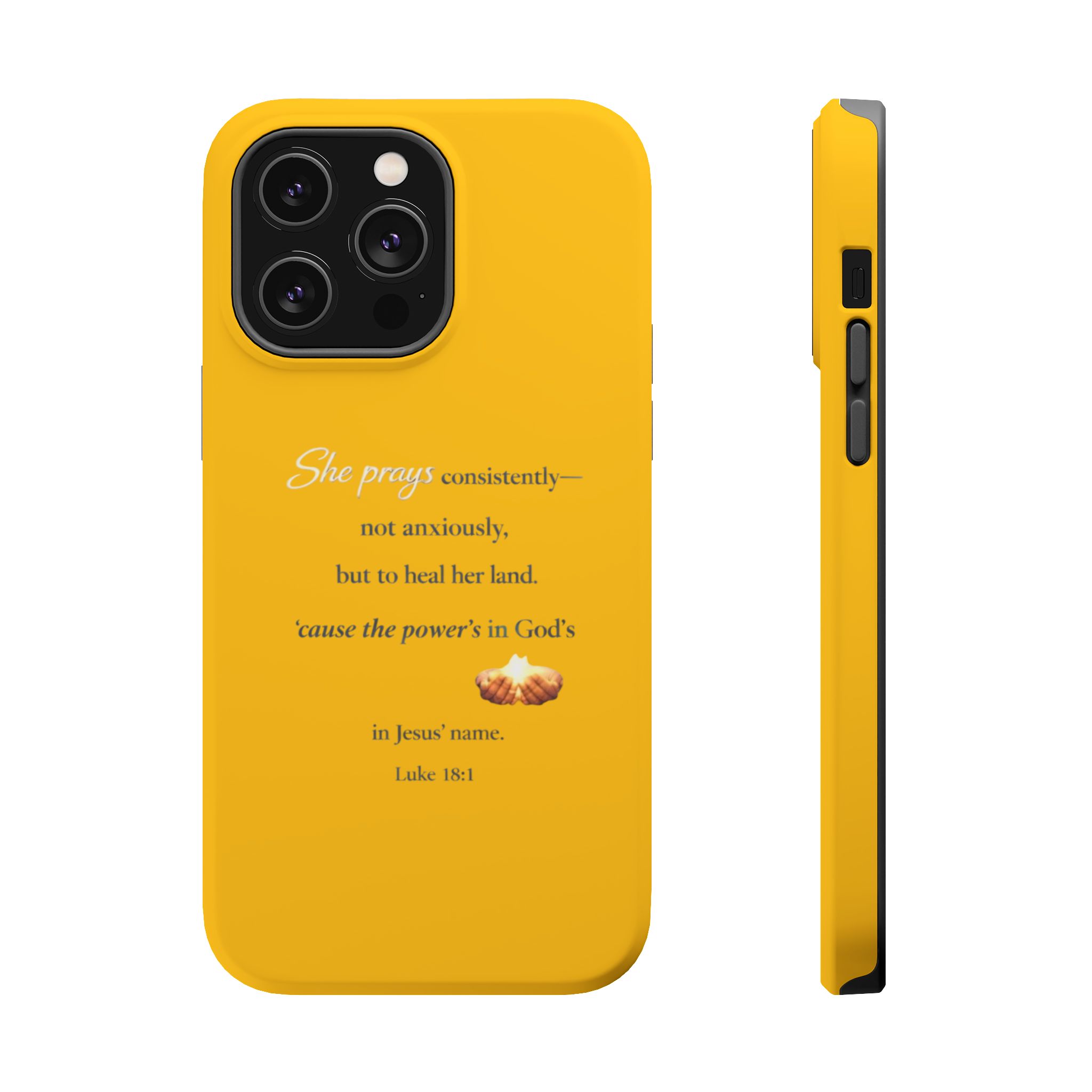 Christian Prayer Magnetic Impact-Resistant Phone Case — "She Prays Consistently" Inspirational Yellow - Image 29