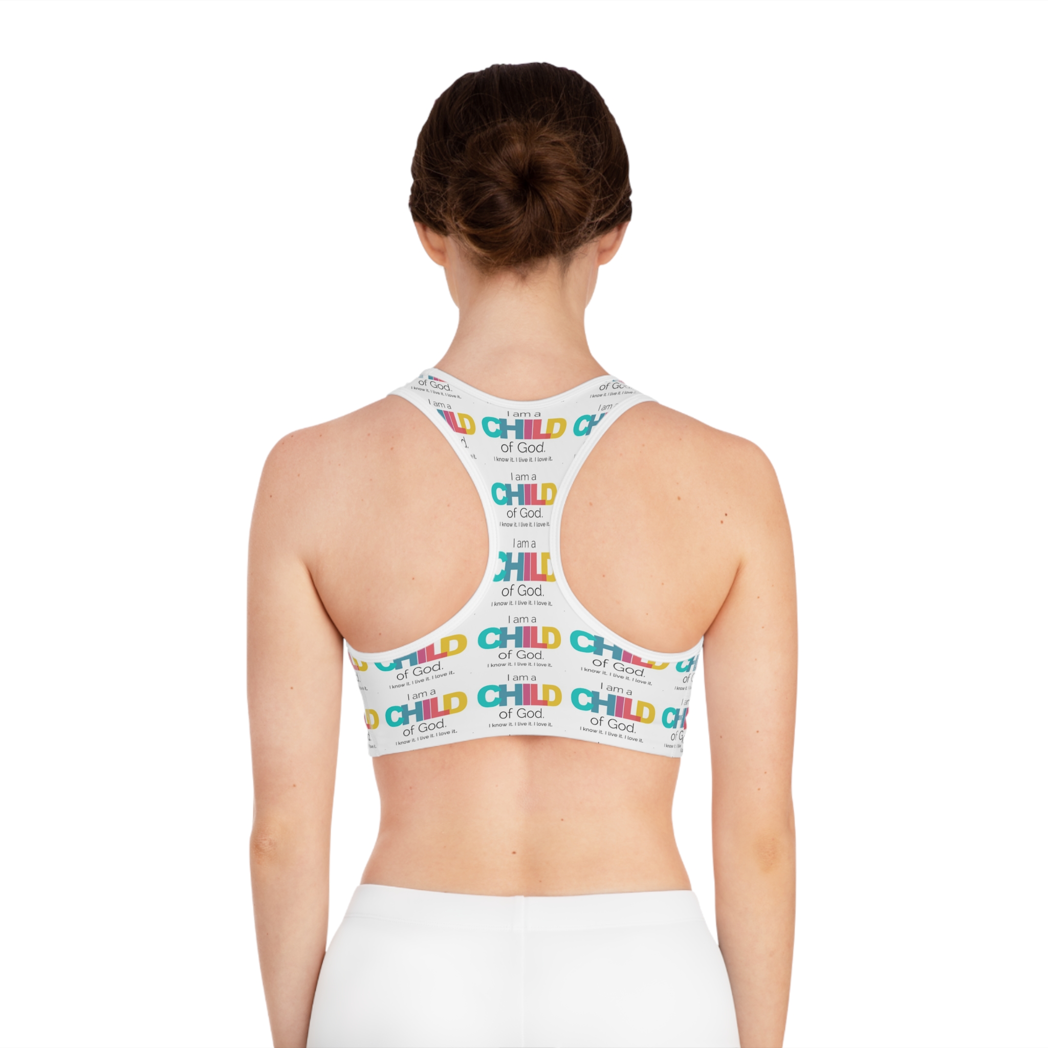 I Am a Child of God Sports Bra — Colorful Faith Activewear - Image 4