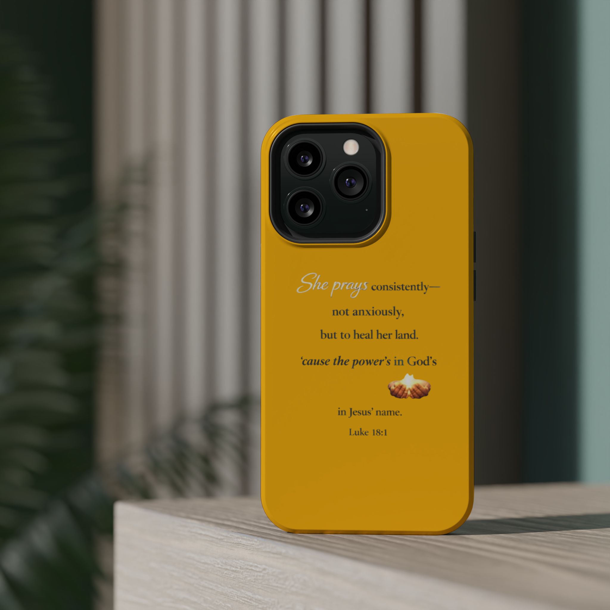 Christian Prayer Magnetic Impact-Resistant Phone Case — "She Prays Consistently" Inspirational Yellow - Image 52
