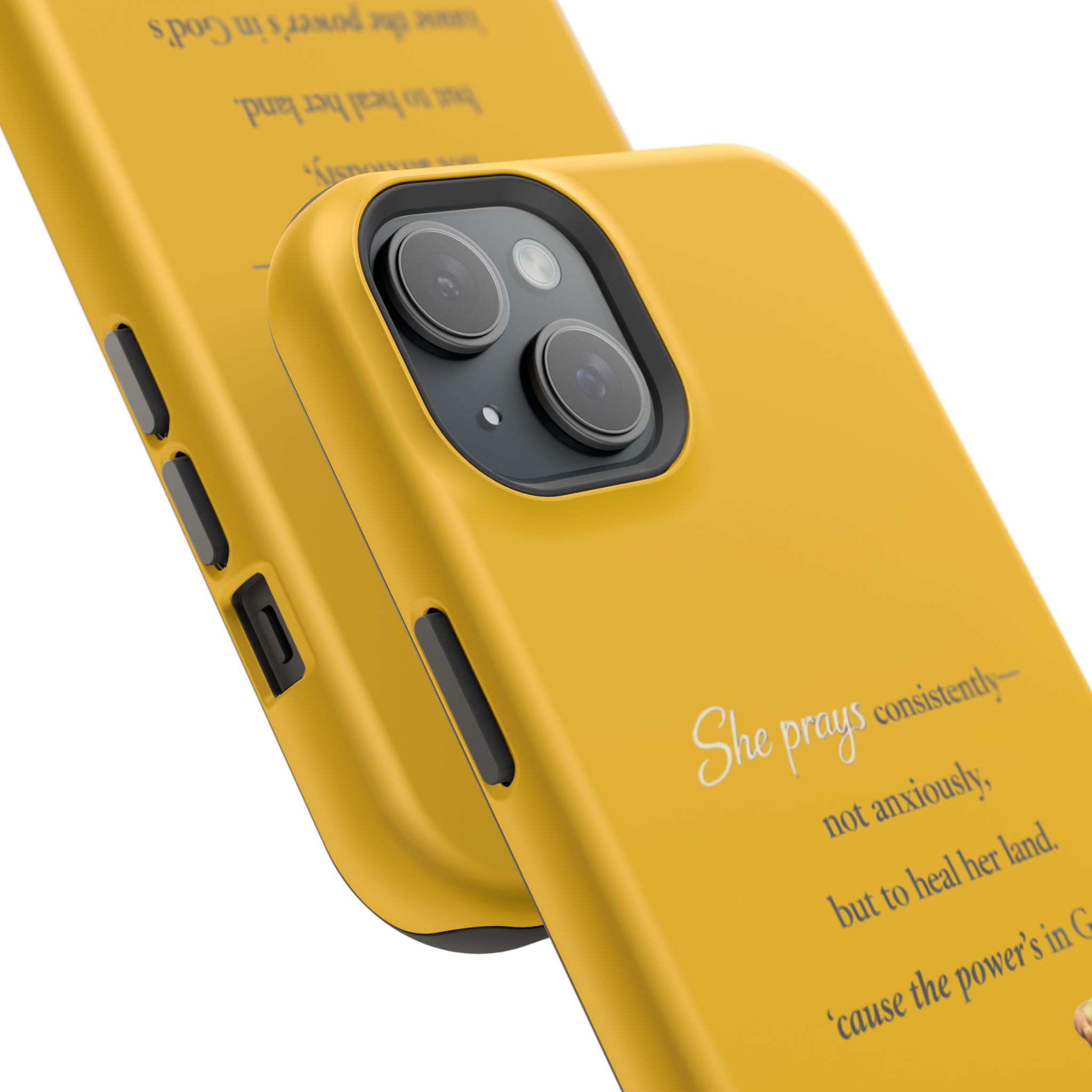Christian Prayer Magnetic Impact-Resistant Phone Case — "She Prays Consistently" Inspirational Yellow - Image 86