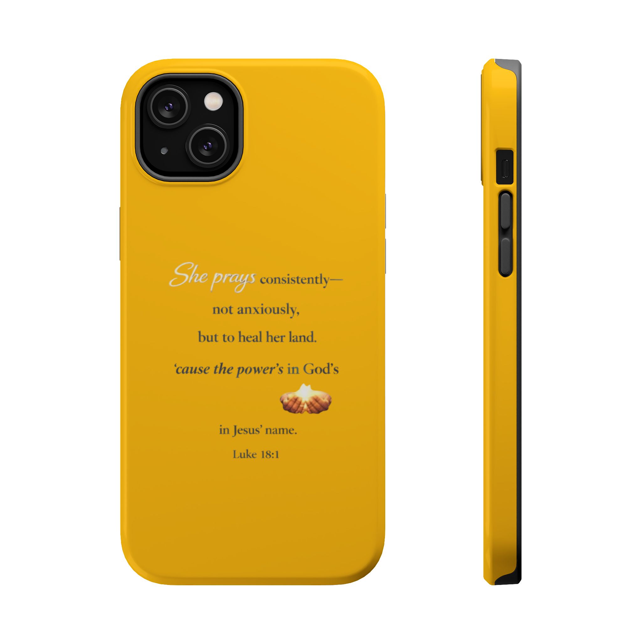 Christian Prayer Magnetic Impact-Resistant Phone Case — "She Prays Consistently" Inspirational Yellow - Image 17