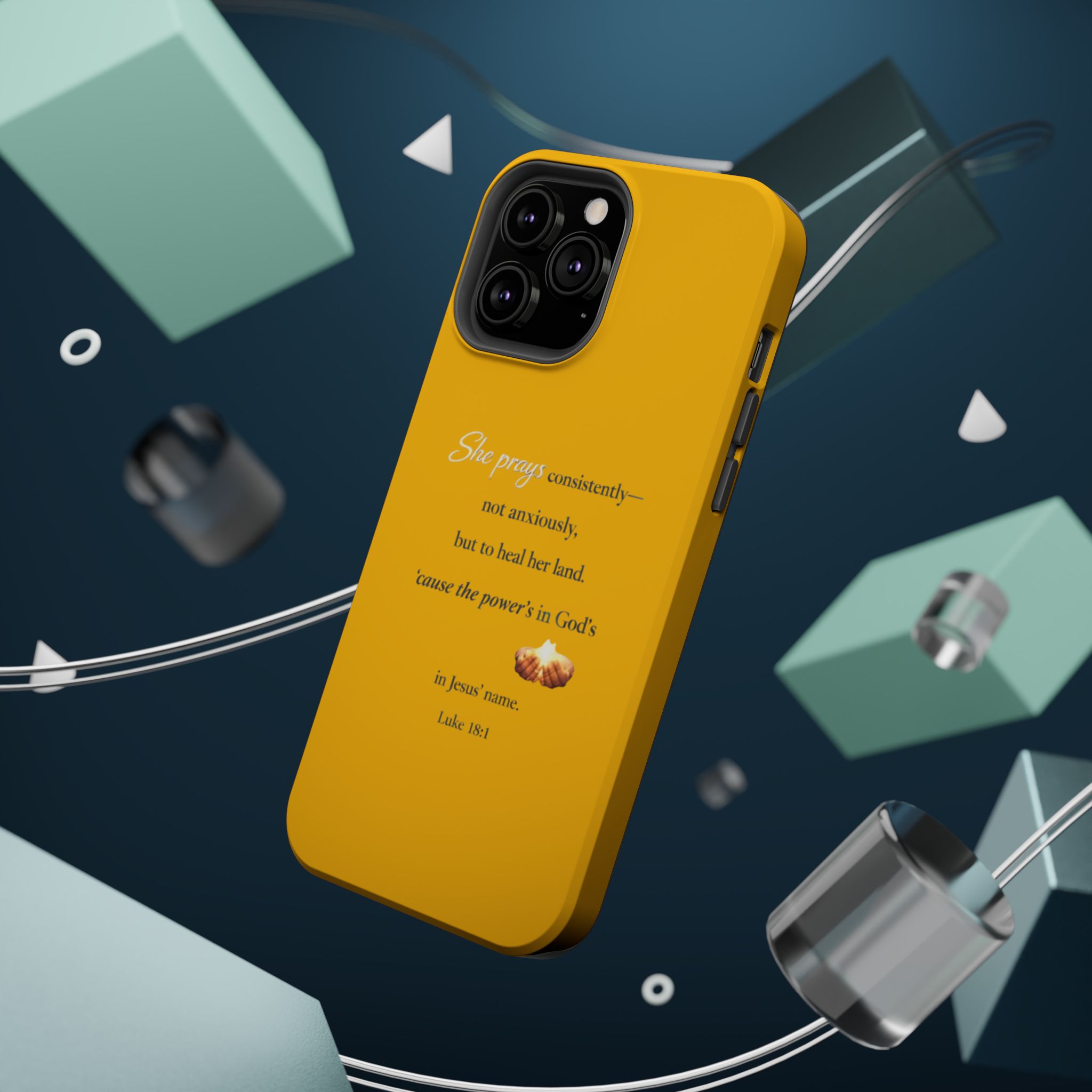 Christian Prayer Magnetic Impact-Resistant Phone Case — "She Prays Consistently" Inspirational Yellow - Image 59
