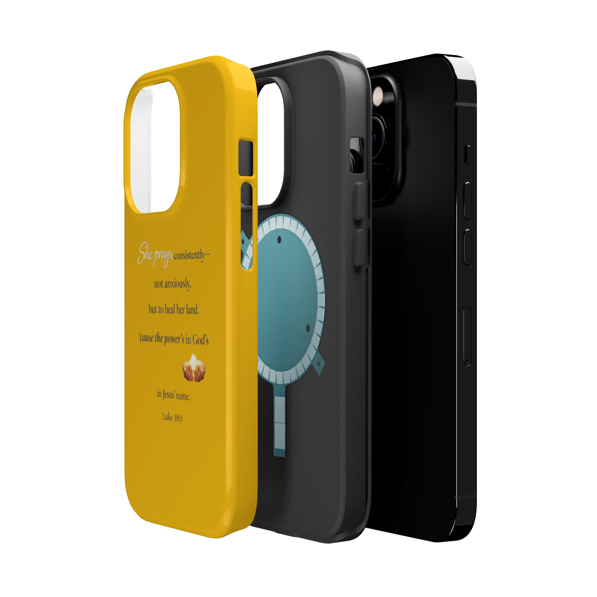 Christian Prayer Magnetic Impact-Resistant Phone Case — "She Prays Consistently" Inspirational Yellow - Image 10