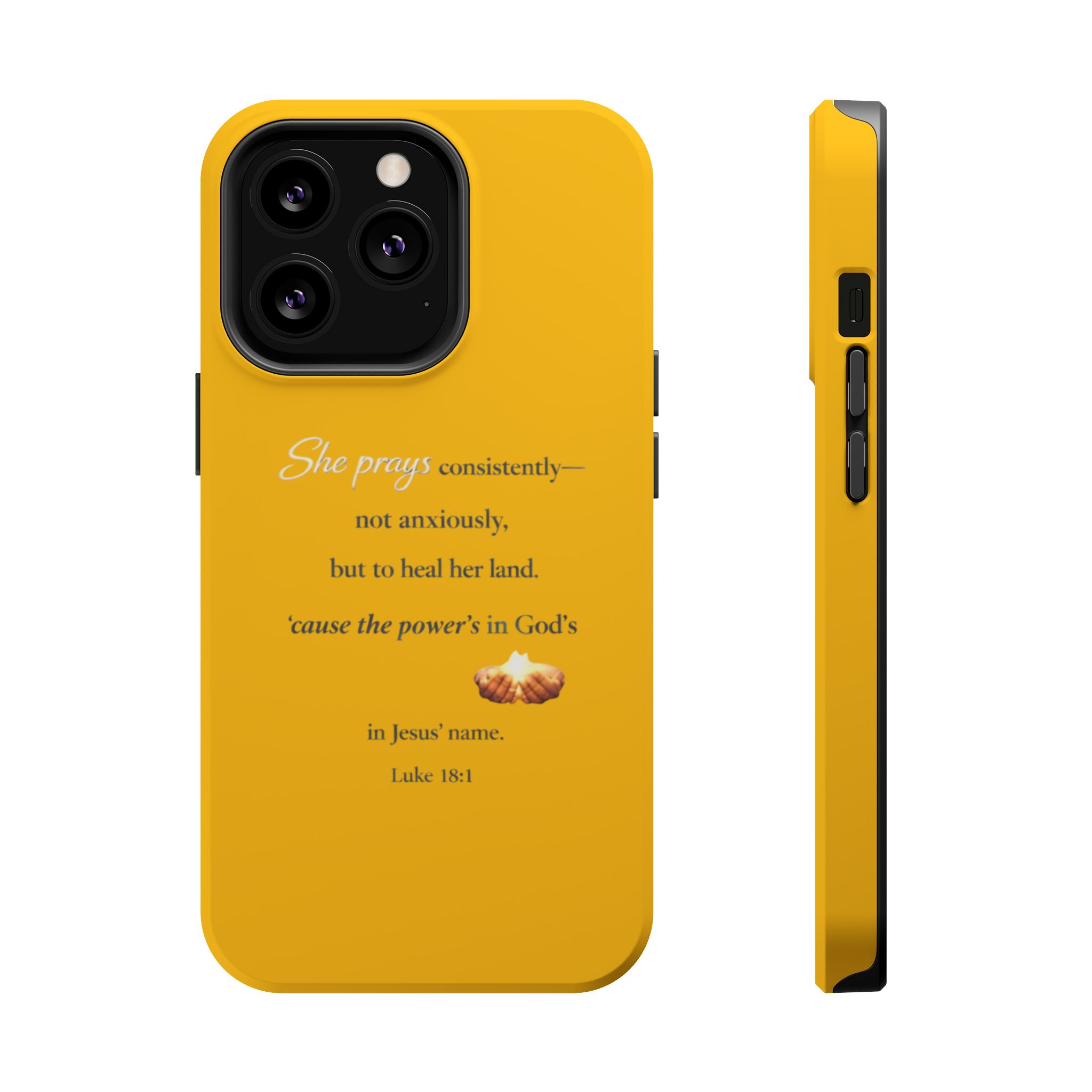 Christian Prayer Magnetic Impact-Resistant Phone Case — "She Prays Consistently" Inspirational Yellow - Image 53