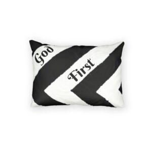 God First Chevron Pillow Sham — Black & White Cotton Decorative Pillowcase