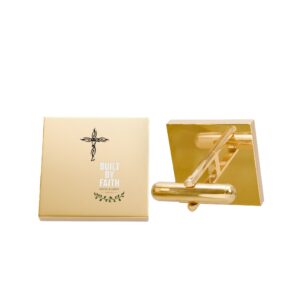 Gold Cross Cufflinks — Christian Faith Square Dress Cufflinks
