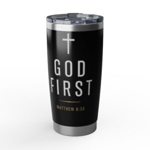 Men’s God First 20oz Tumbler – Matthew 6:33 Inspirational Travel Mug