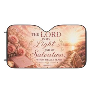 Christian Car Sun Shade — “The Lord Is My Life and My Salvation” Inspirational Windshield Cover