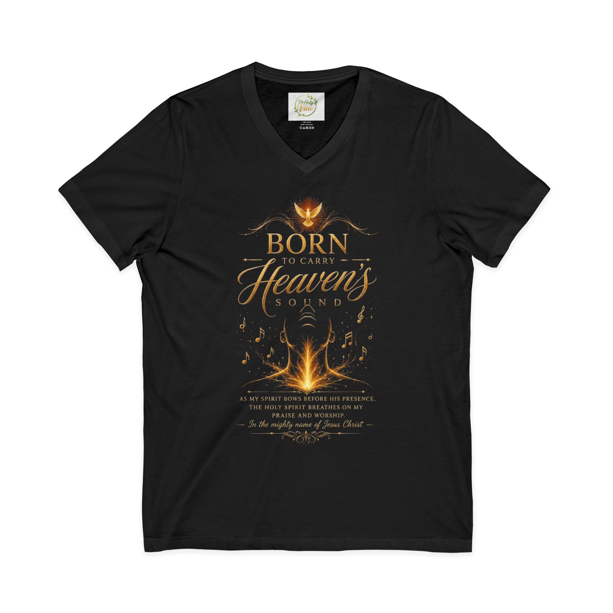 Born to carry heavens Sound V-Neck Tee — Inspirational Christian Faith T‑Shirt - Image 5