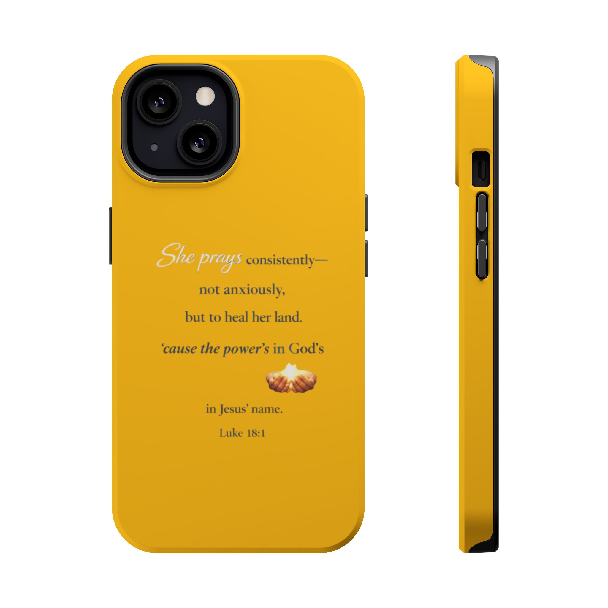 Christian Prayer Magnetic Impact-Resistant Phone Case — "She Prays Consistently" Inspirational Yellow - Image 37