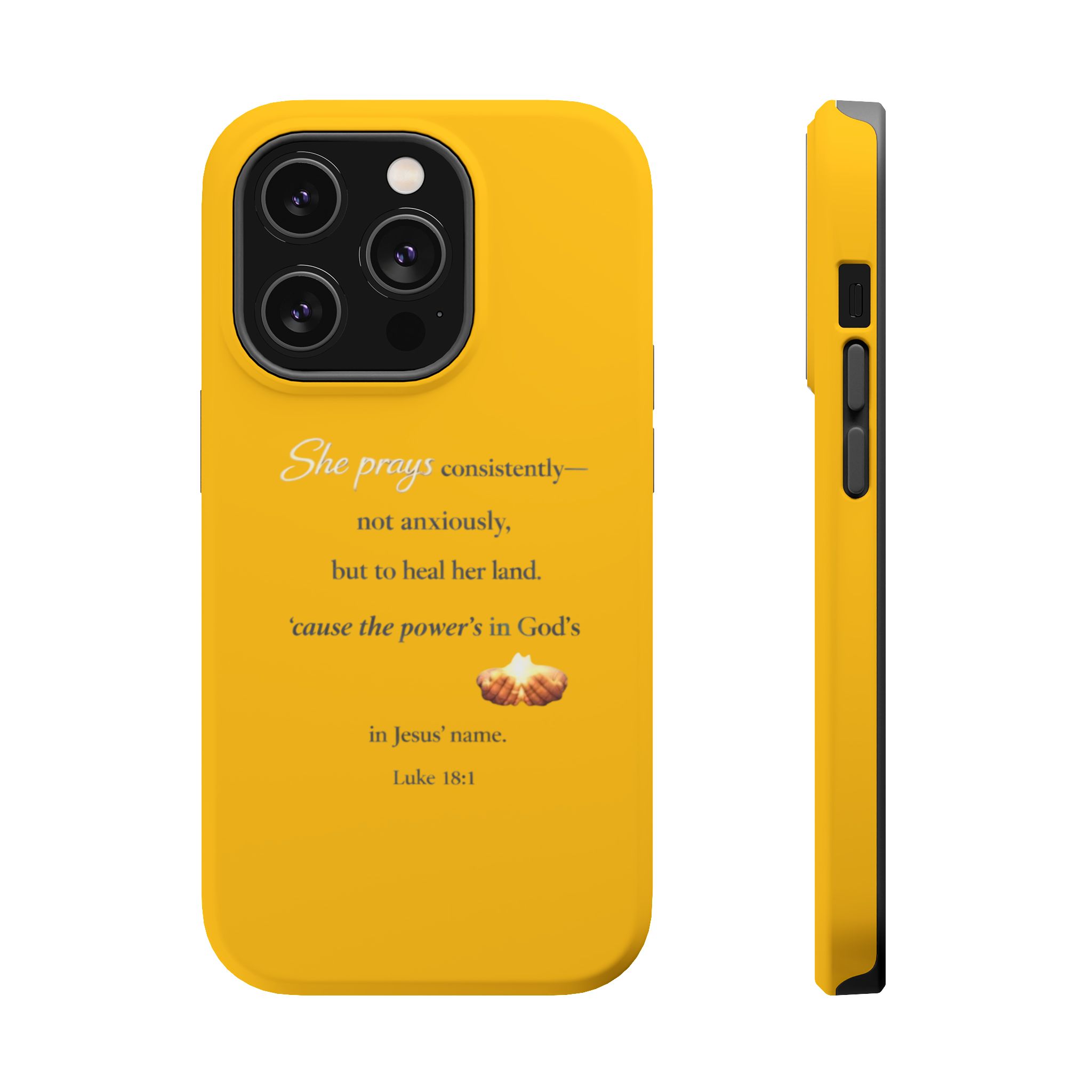 Christian Prayer Magnetic Impact-Resistant Phone Case — "She Prays Consistently" Inspirational Yellow - Image 13
