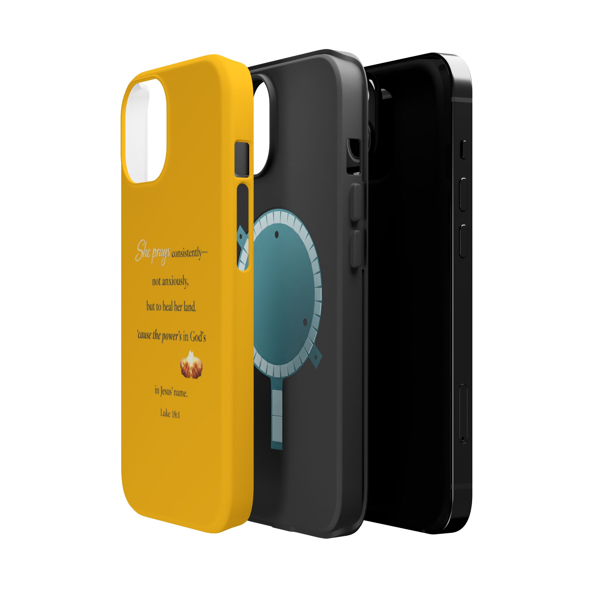 Christian Prayer Magnetic Impact-Resistant Phone Case — "She Prays Consistently" Inspirational Yellow - Image 6