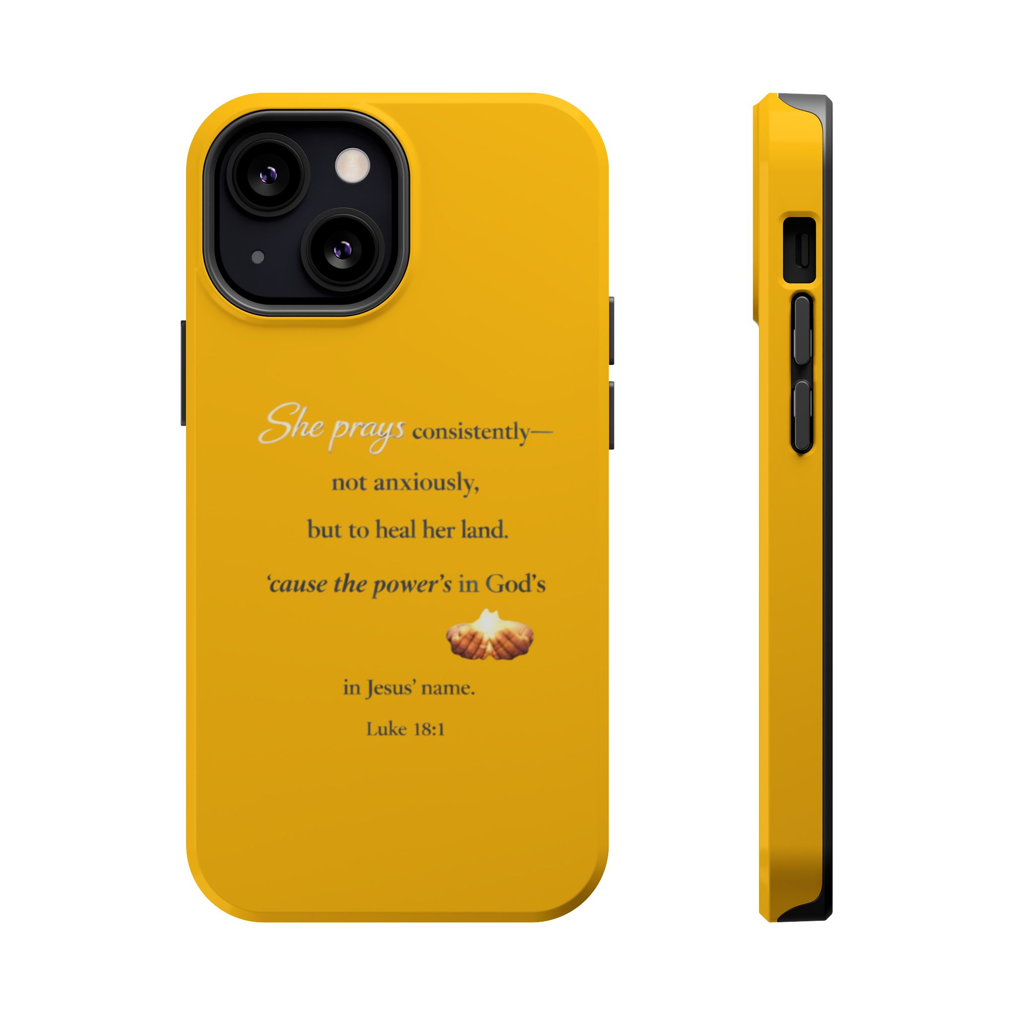 Christian Prayer Magnetic Impact-Resistant Phone Case — "She Prays Consistently" Inspirational Yellow - Image 41