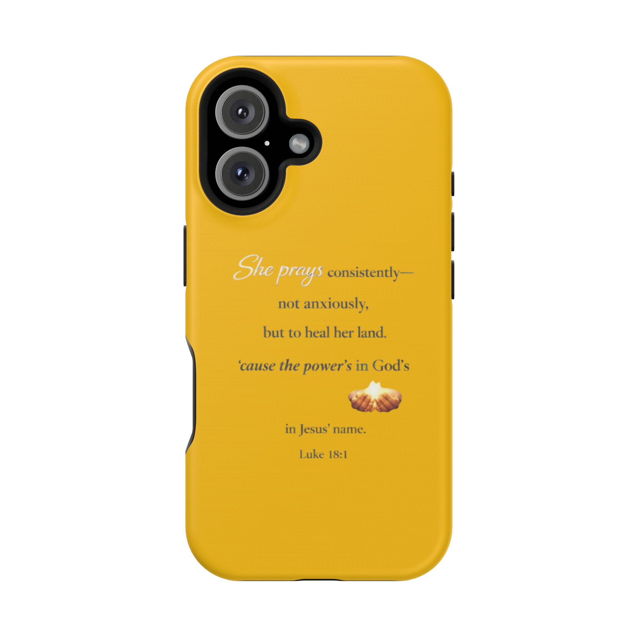 Christian Prayer Magnetic Impact-Resistant Phone Case — "She Prays Consistently" Inspirational Yellow - Image 101