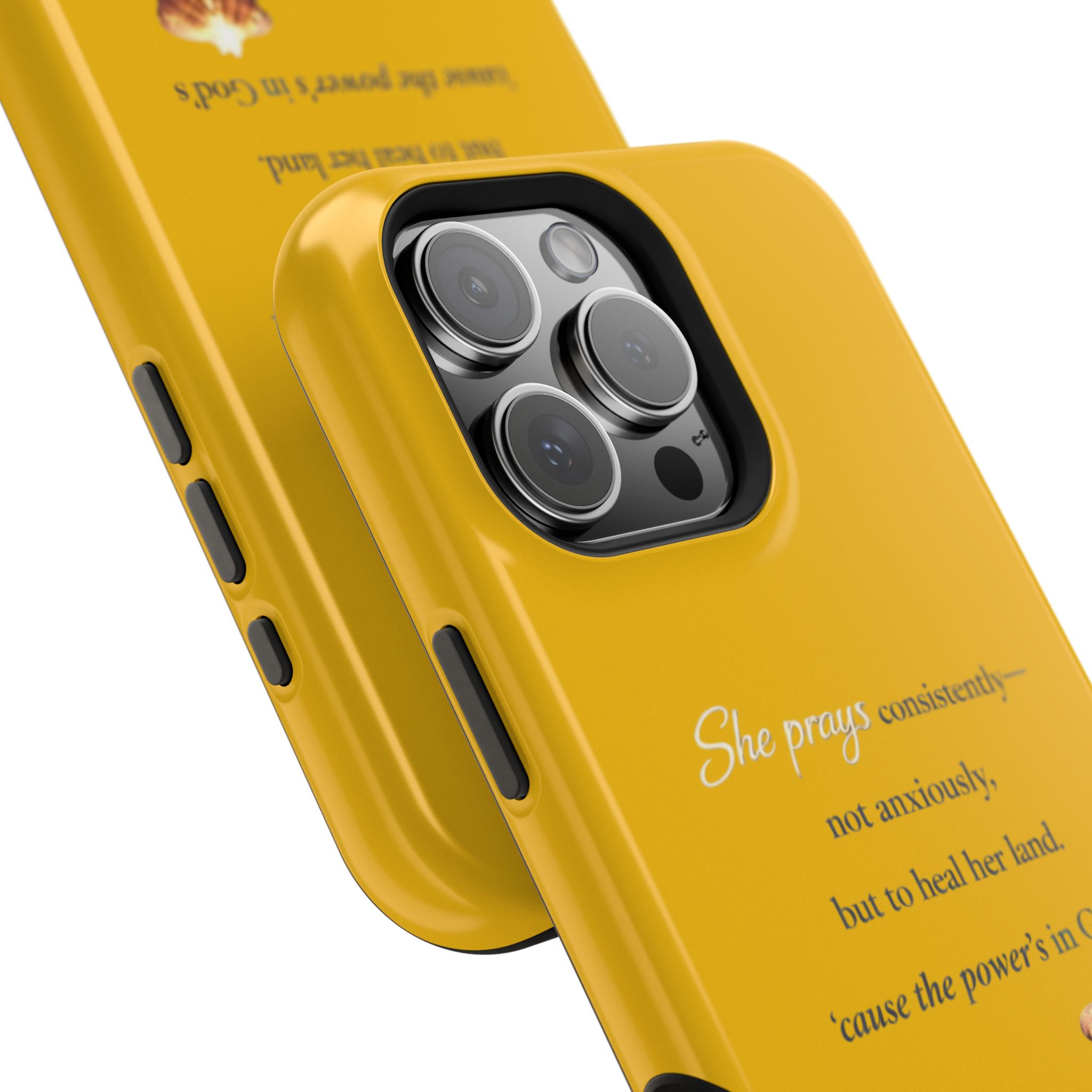 Christian Prayer Magnetic Impact-Resistant Phone Case — "She Prays Consistently" Inspirational Yellow - Image 123