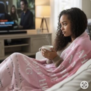 Inspirational Sherpa Blanket — "I Am a Daughter of the Most High King" Tan Fleece Throw