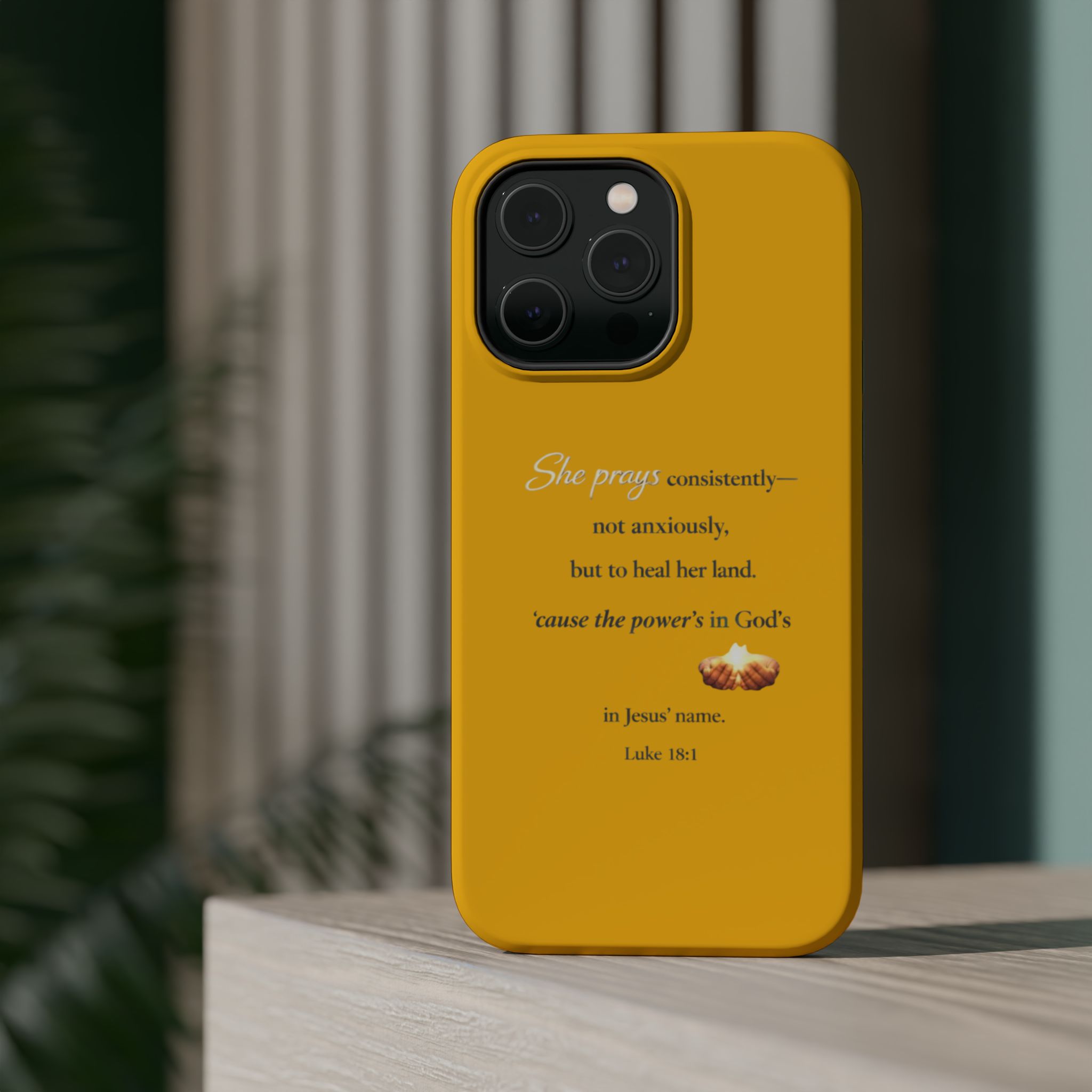 Christian Prayer Magnetic Impact-Resistant Phone Case — "She Prays Consistently" Inspirational Yellow - Image 32