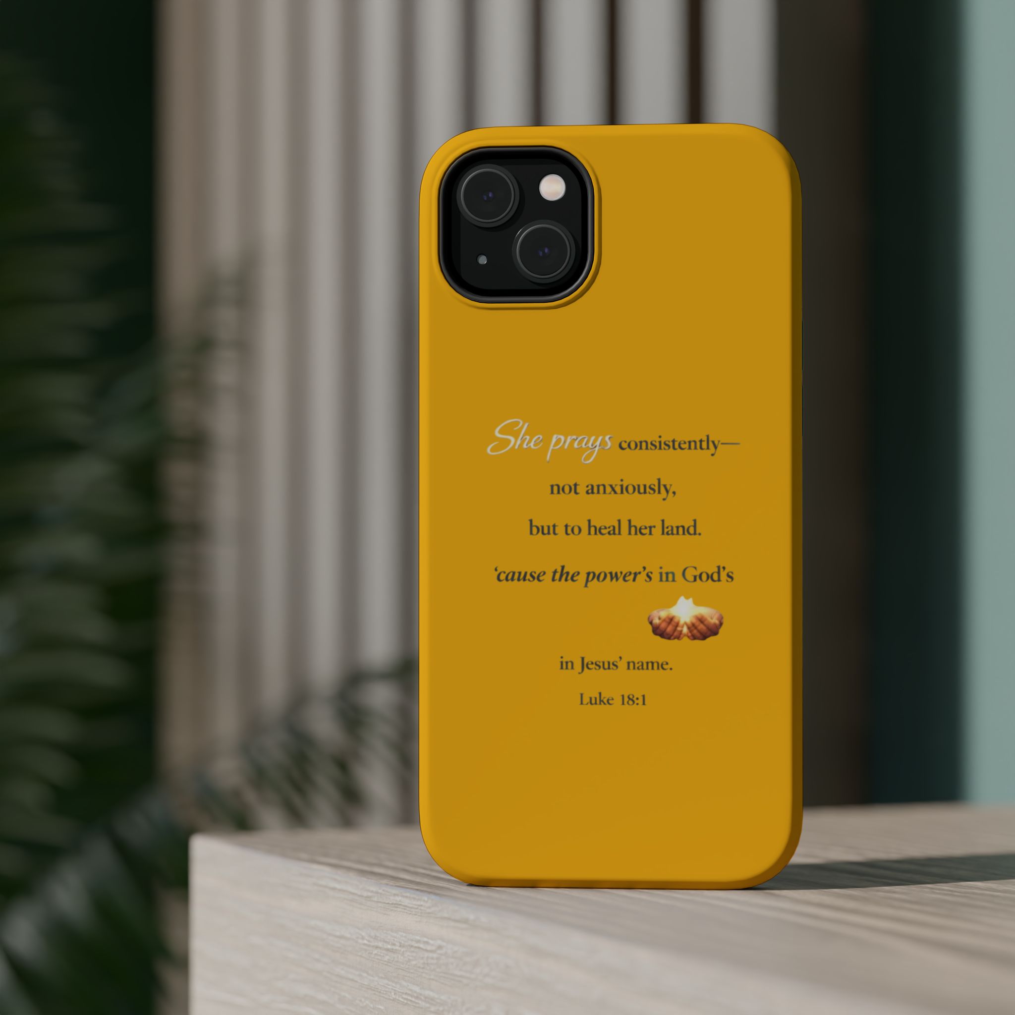 Christian Prayer Magnetic Impact-Resistant Phone Case — "She Prays Consistently" Inspirational Yellow - Image 24