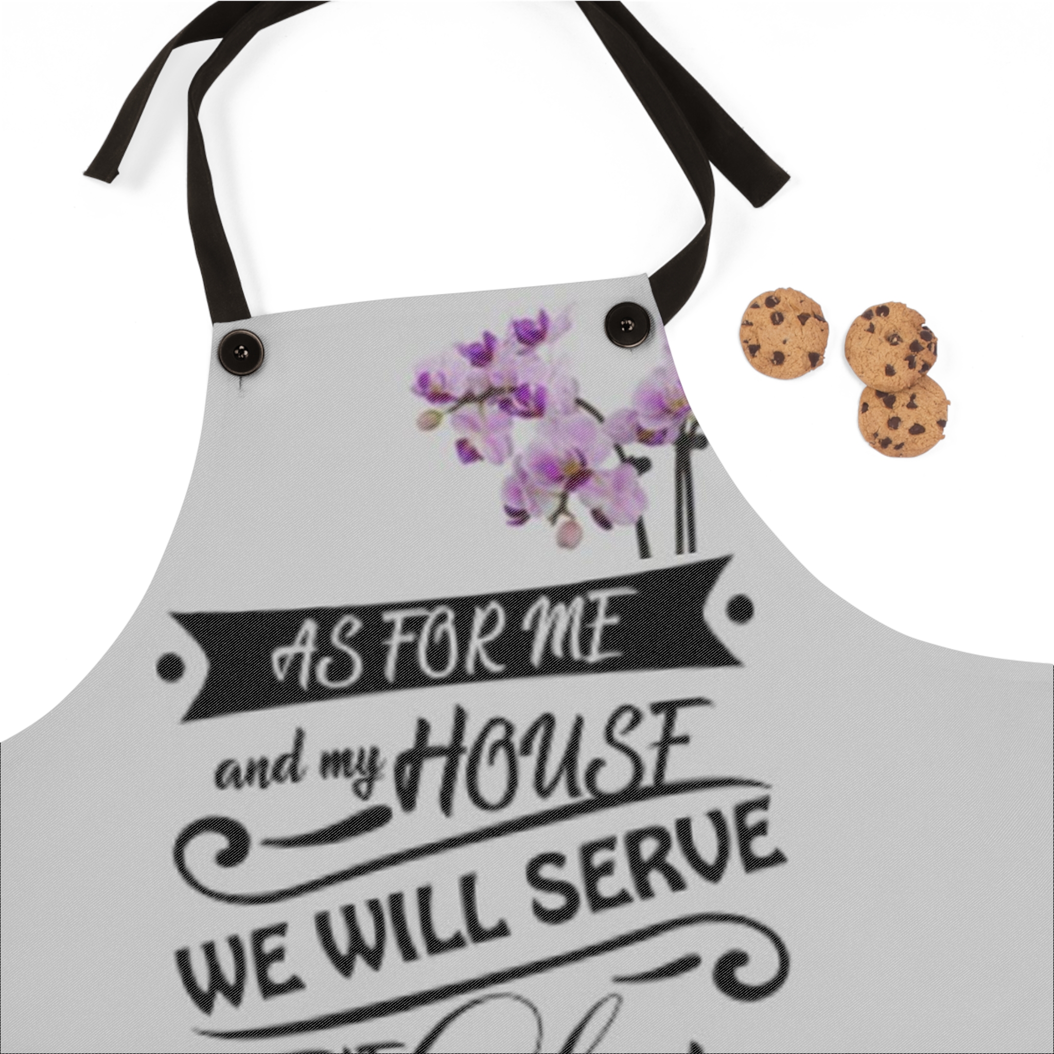 Religious Apron — “As For Me and My House We Will Serve the Lord” Floral Kitchen Apron - Image 3