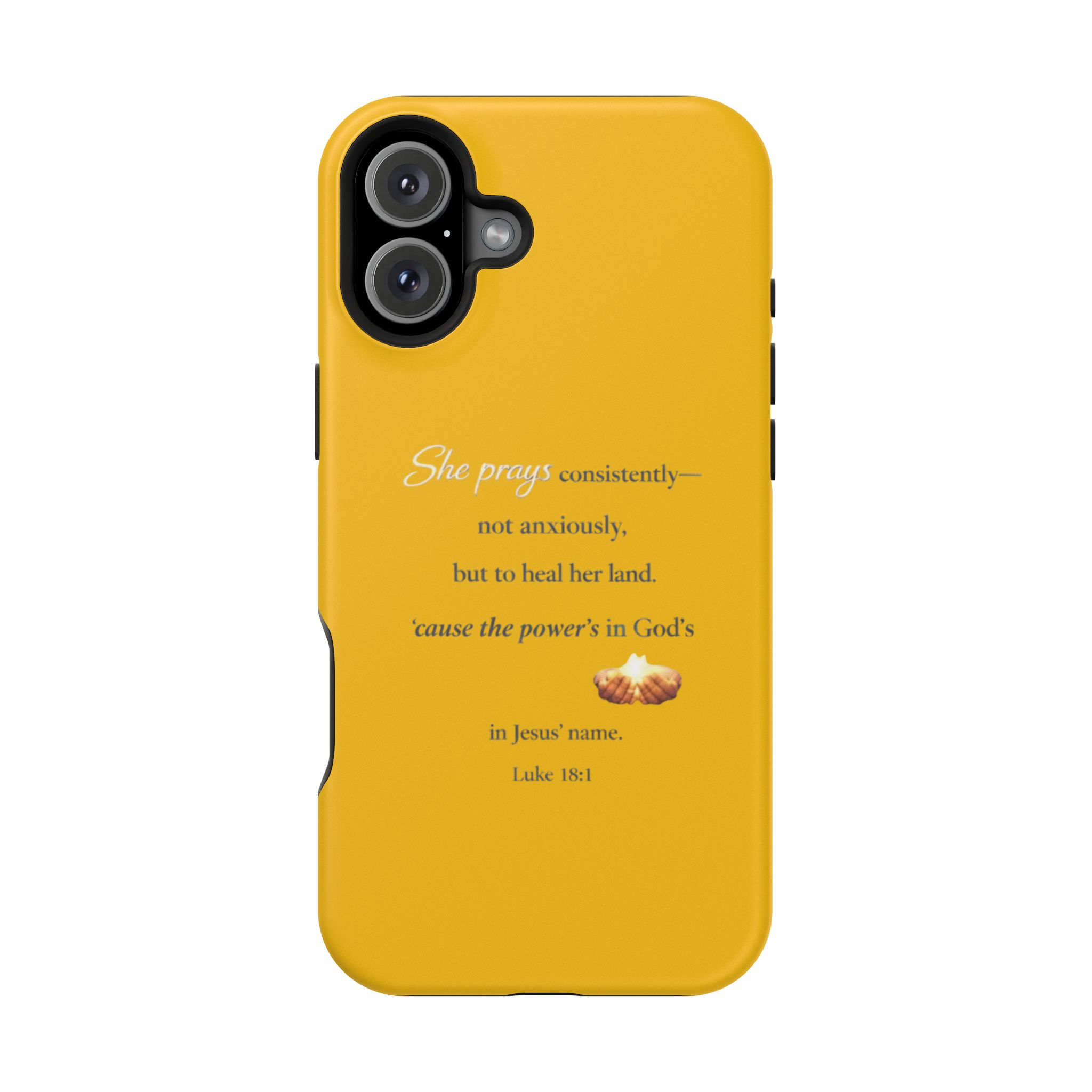 Christian Prayer Magnetic Impact-Resistant Phone Case — "She Prays Consistently" Inspirational Yellow - Image 109