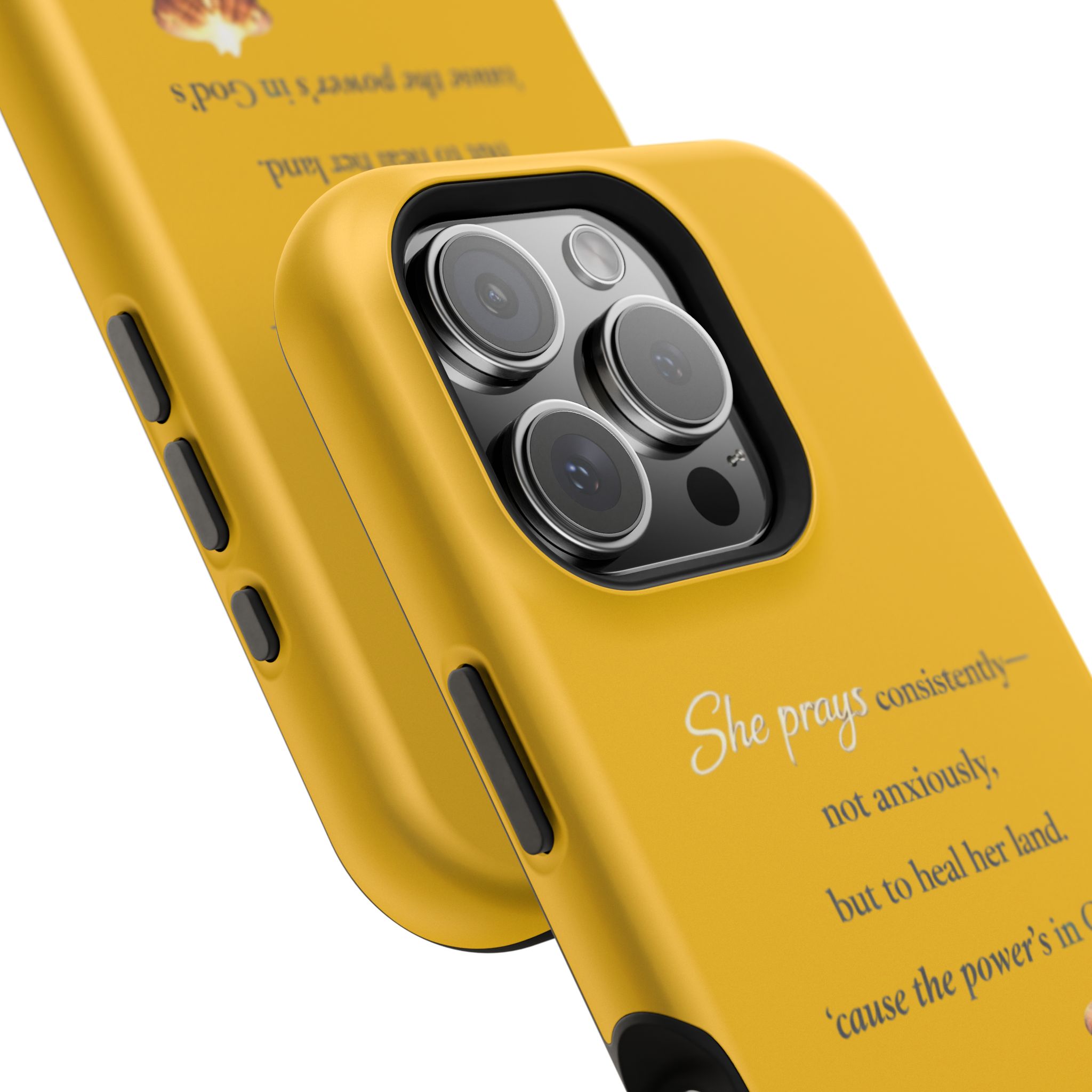 Christian Prayer Magnetic Impact-Resistant Phone Case — "She Prays Consistently" Inspirational Yellow - Image 119