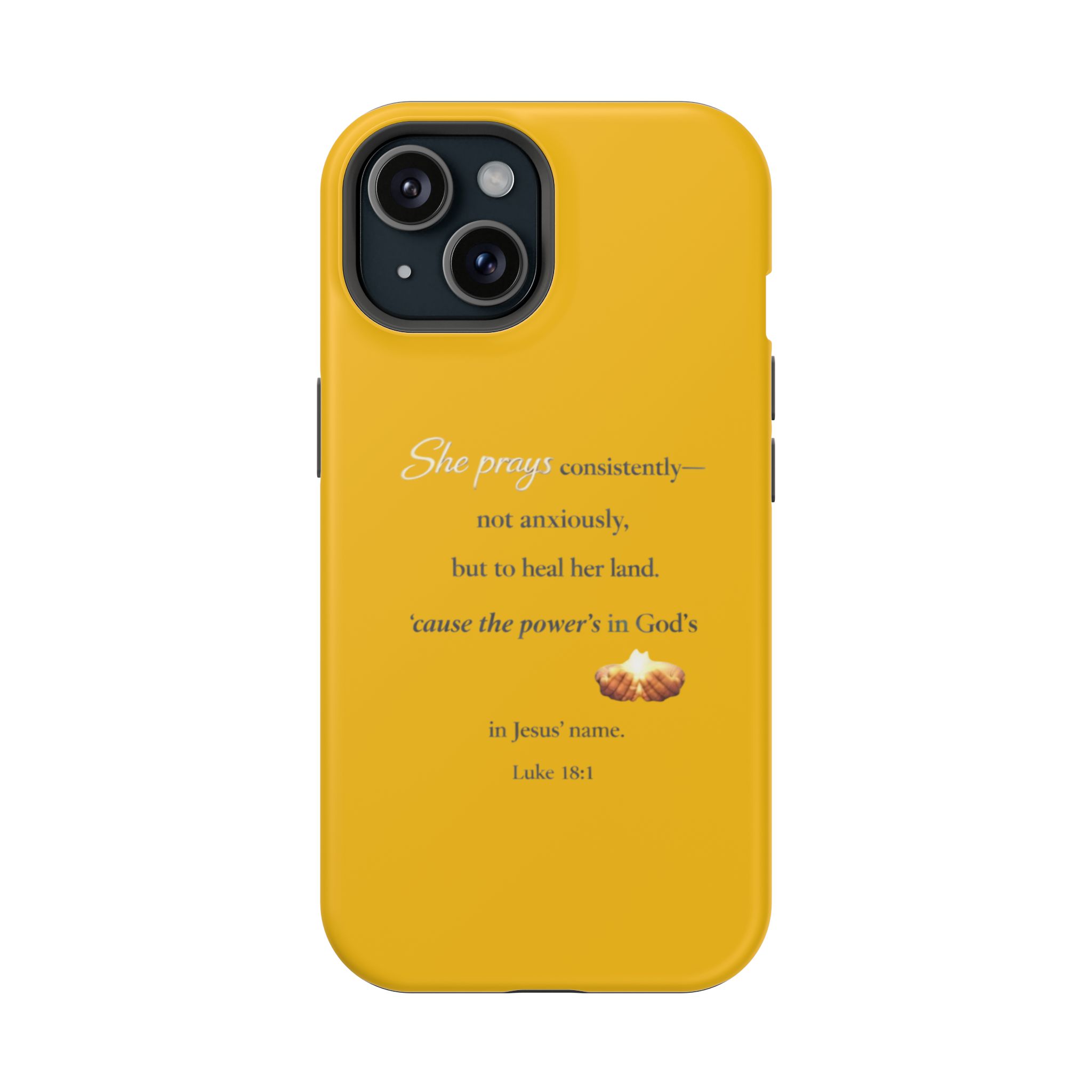 Christian Prayer Magnetic Impact-Resistant Phone Case — "She Prays Consistently" Inspirational Yellow - Image 69