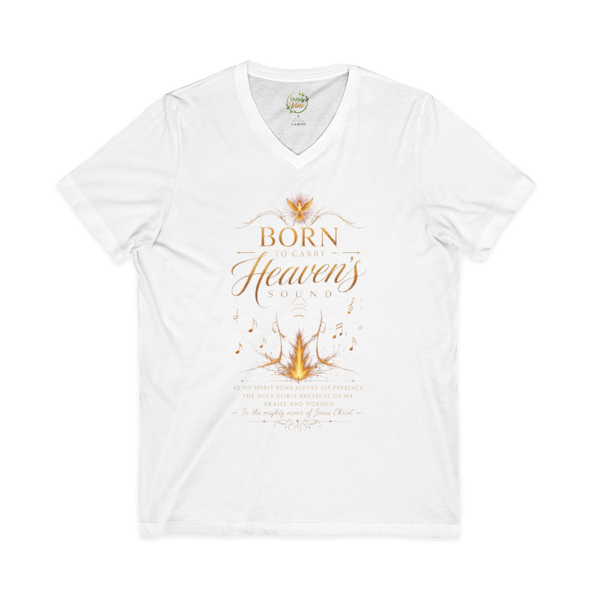 Born to carry heavens Sound V-Neck Tee — Inspirational Christian Faith T‑Shirt