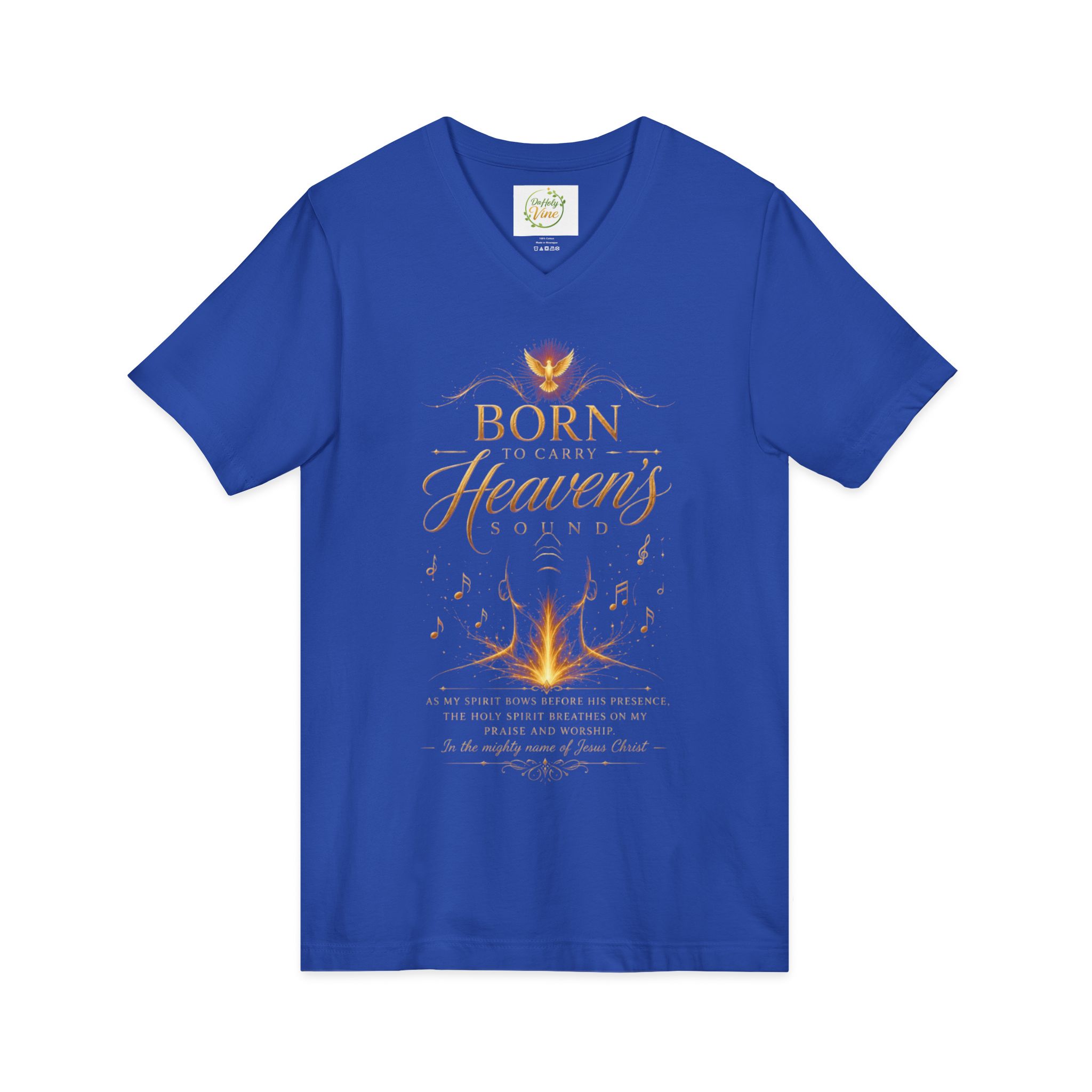 Born to carry heavens Sound V-Neck Tee — Inspirational Christian Faith T‑Shirt - Image 11