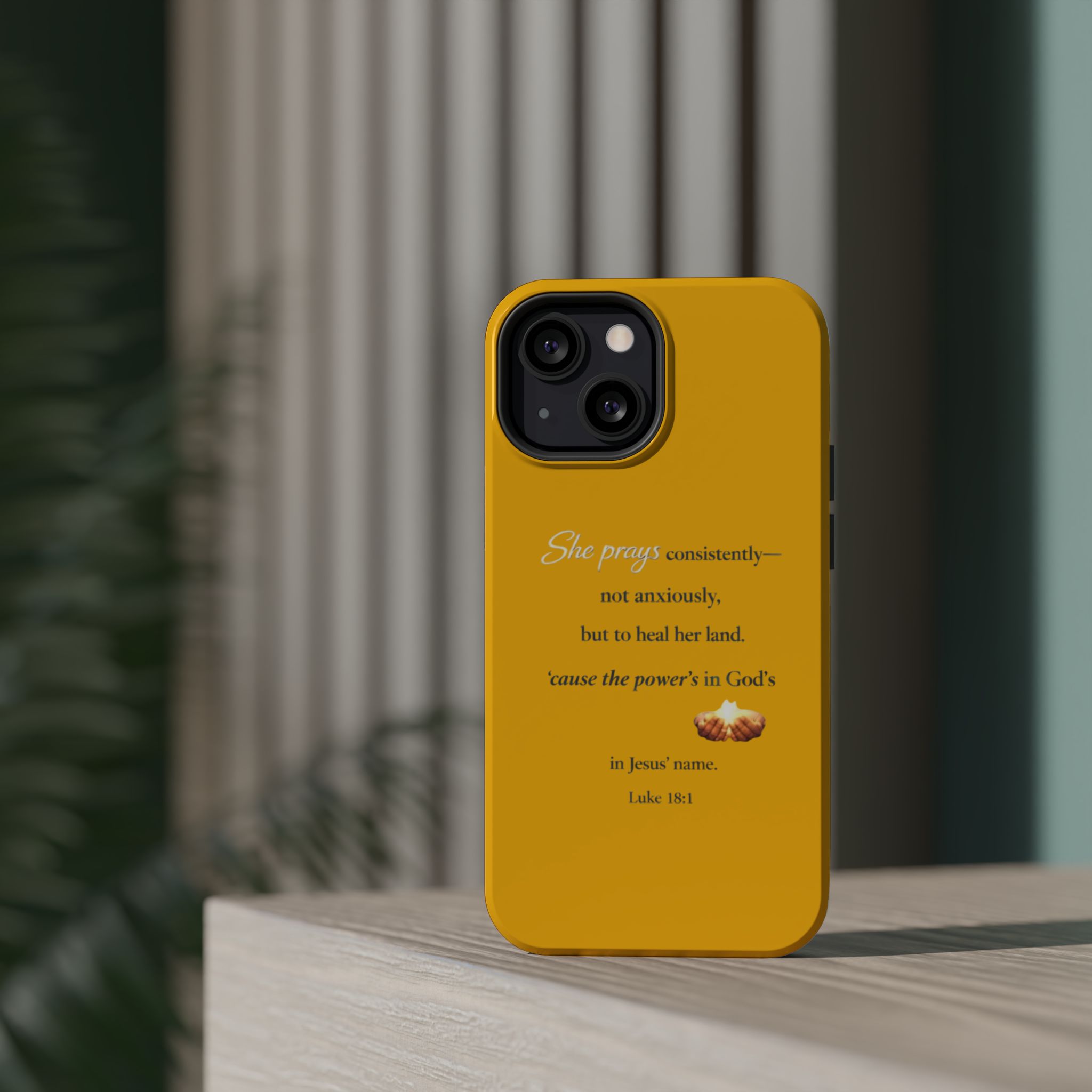 Christian Prayer Magnetic Impact-Resistant Phone Case — "She Prays Consistently" Inspirational Yellow - Image 44