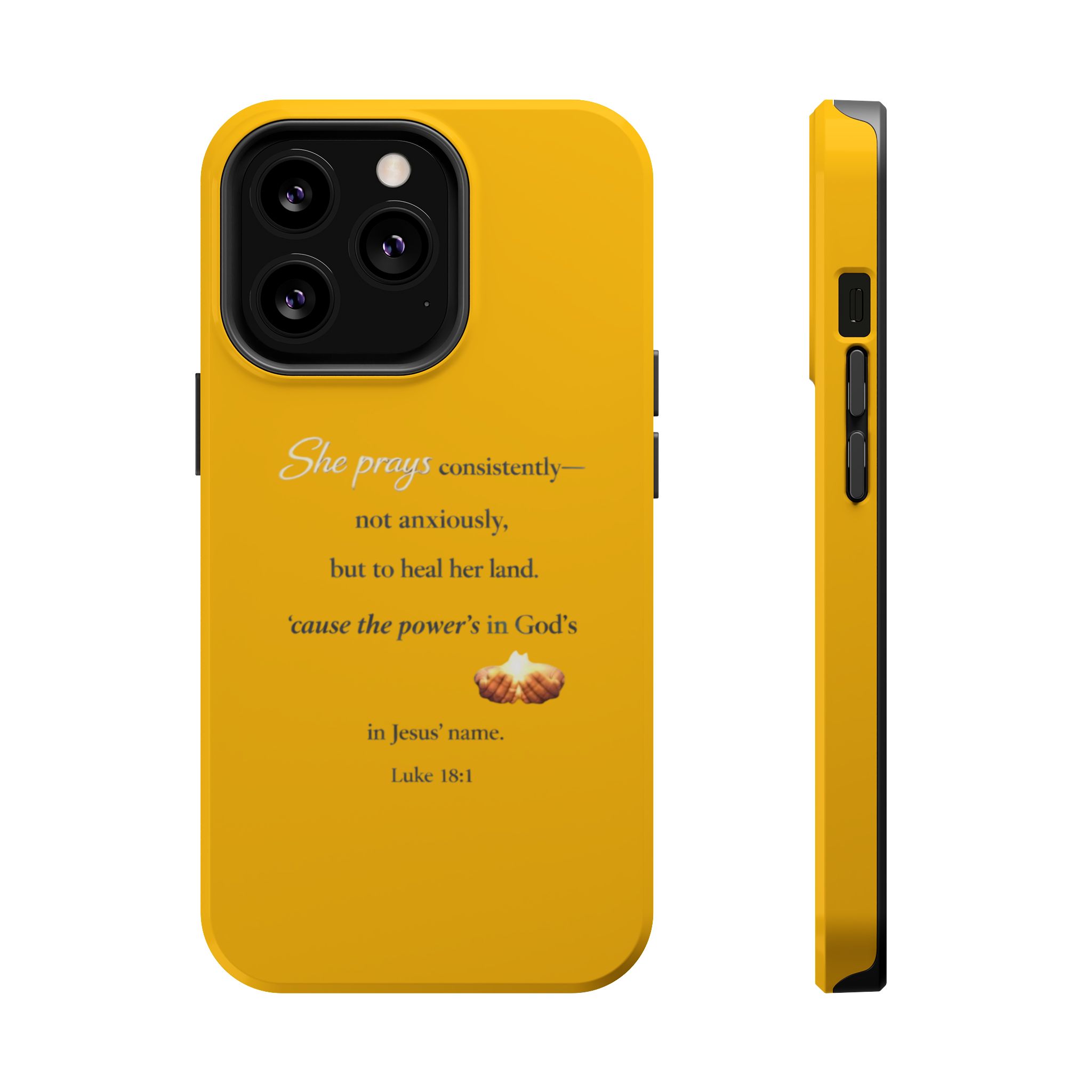 Christian Prayer Magnetic Impact-Resistant Phone Case — "She Prays Consistently" Inspirational Yellow - Image 49
