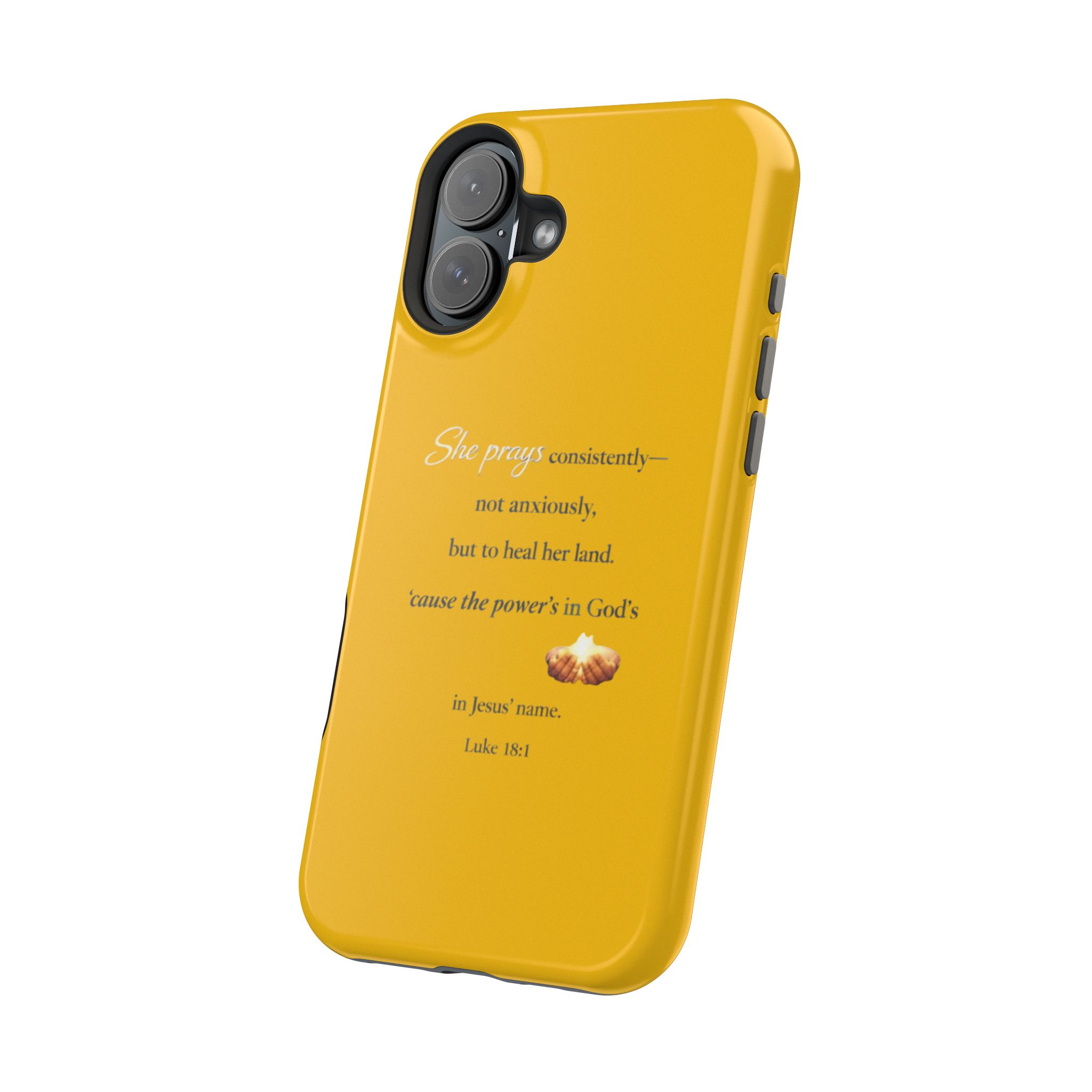 Christian Prayer Magnetic Impact-Resistant Phone Case — "She Prays Consistently" Inspirational Yellow - Image 106
