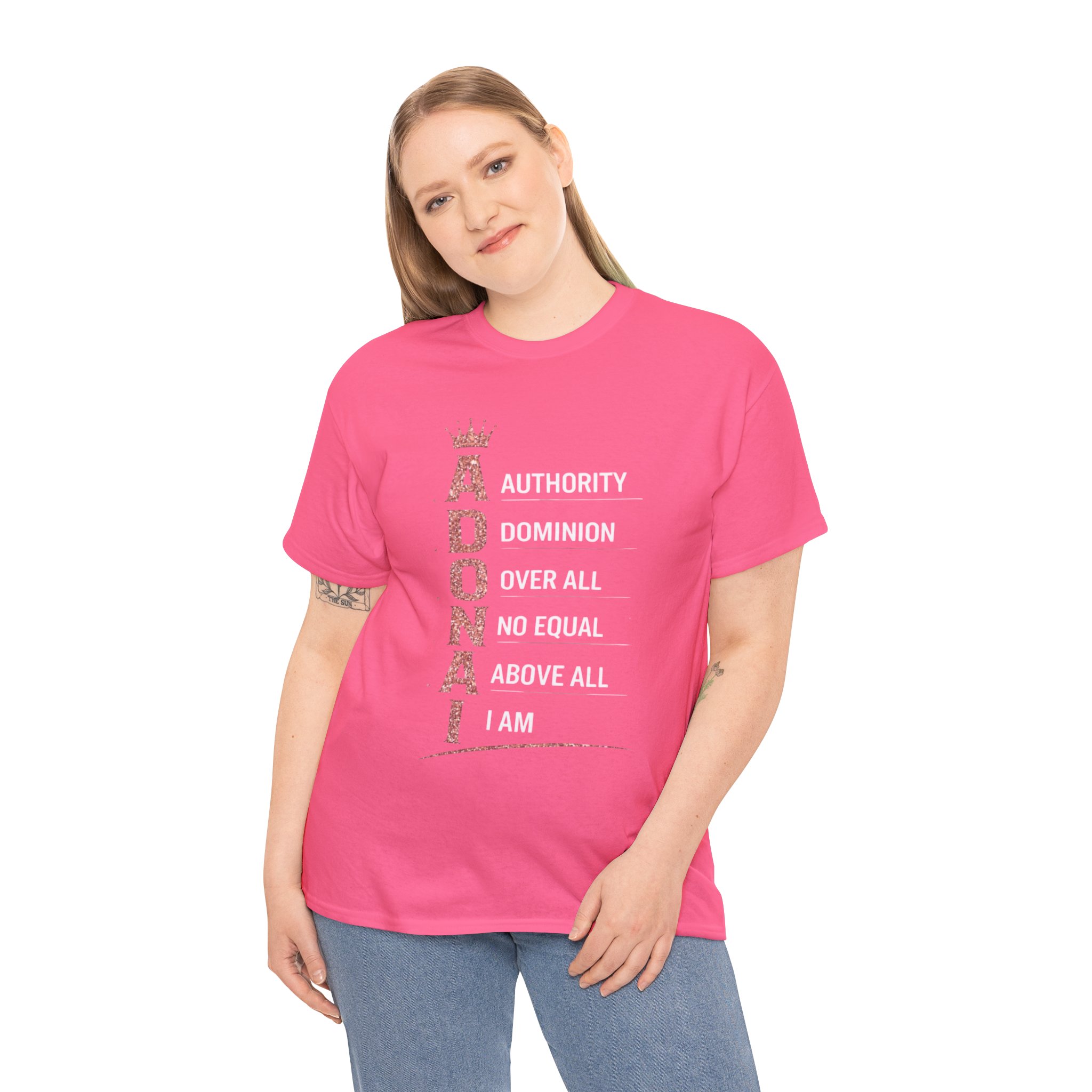 Adonai Faith Tee — Pink Crowned Vertical Scripture Design - Image 17