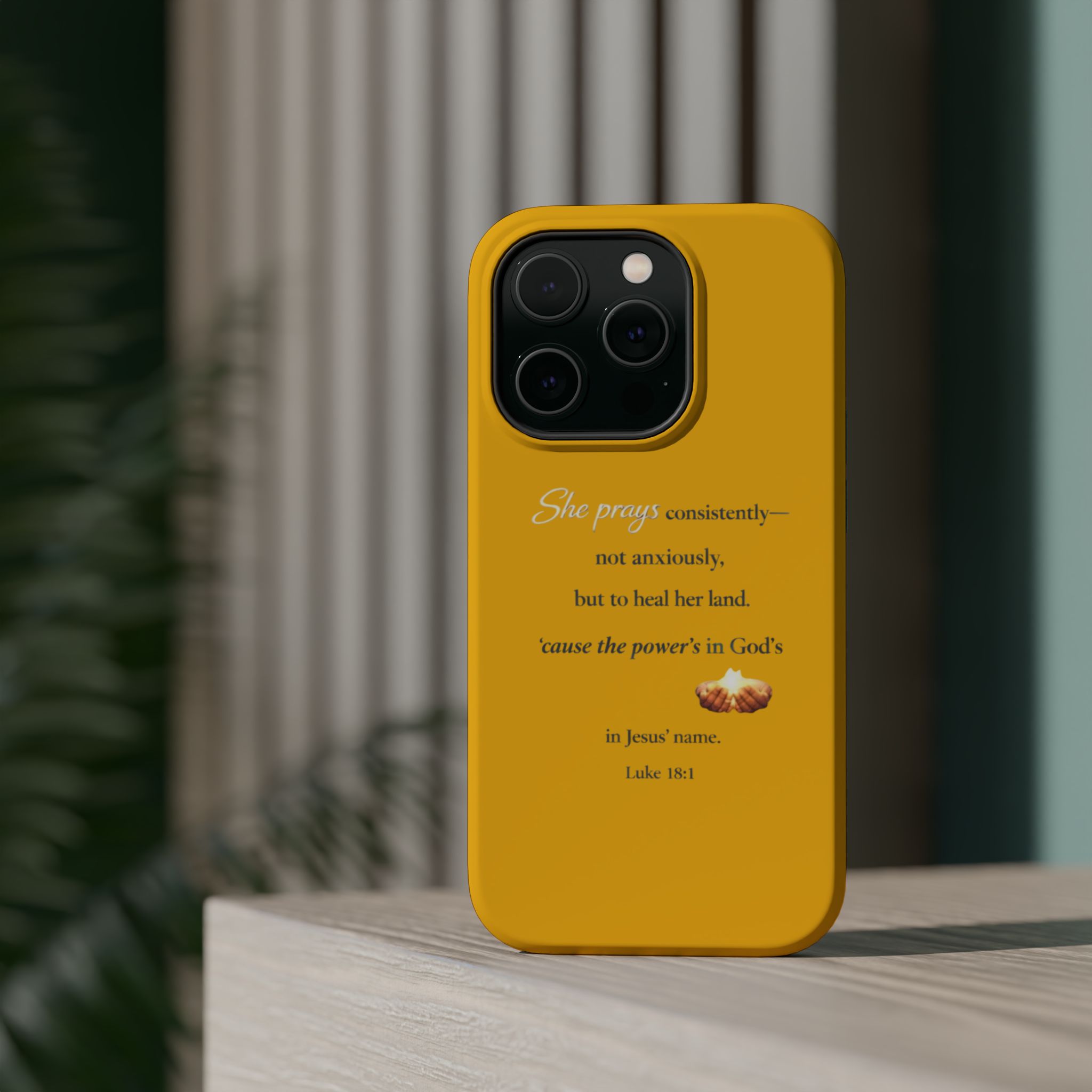 Christian Prayer Magnetic Impact-Resistant Phone Case — "She Prays Consistently" Inspirational Yellow - Image 16