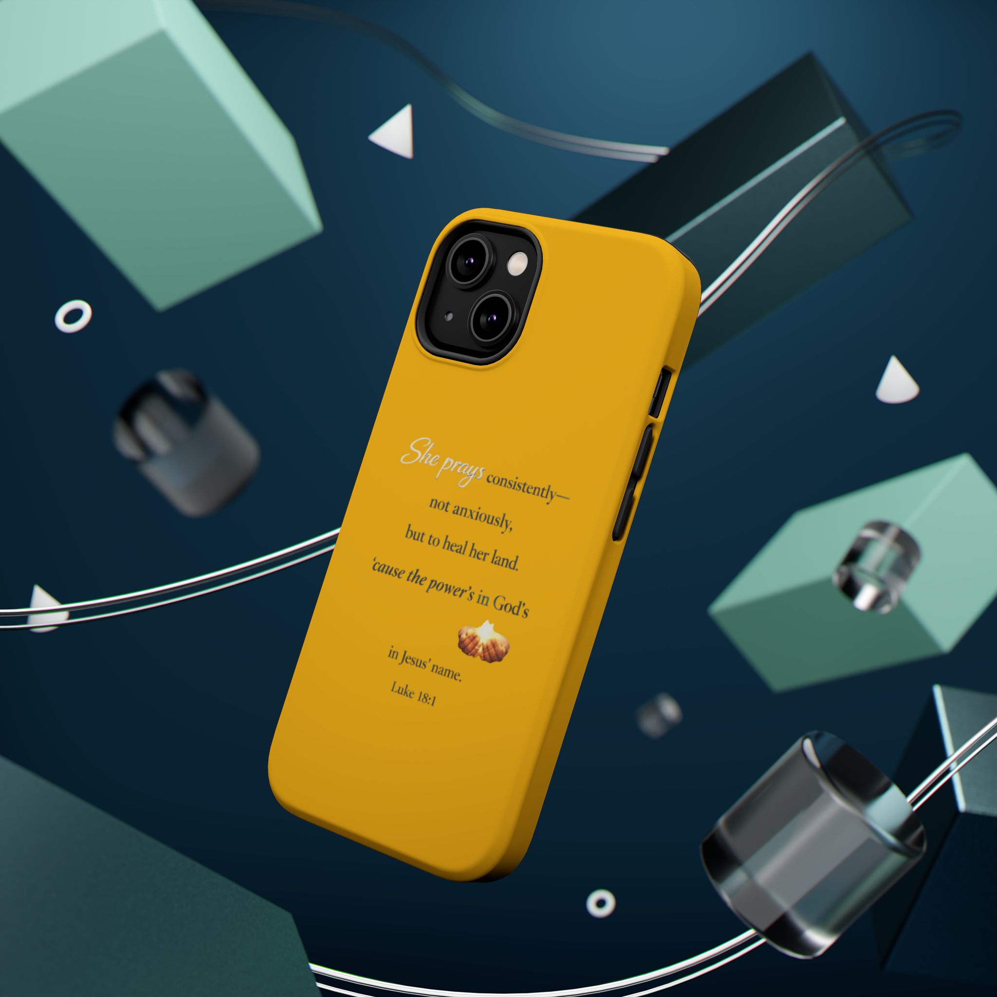 Christian Prayer Magnetic Impact-Resistant Phone Case — "She Prays Consistently" Inspirational Yellow - Image 7