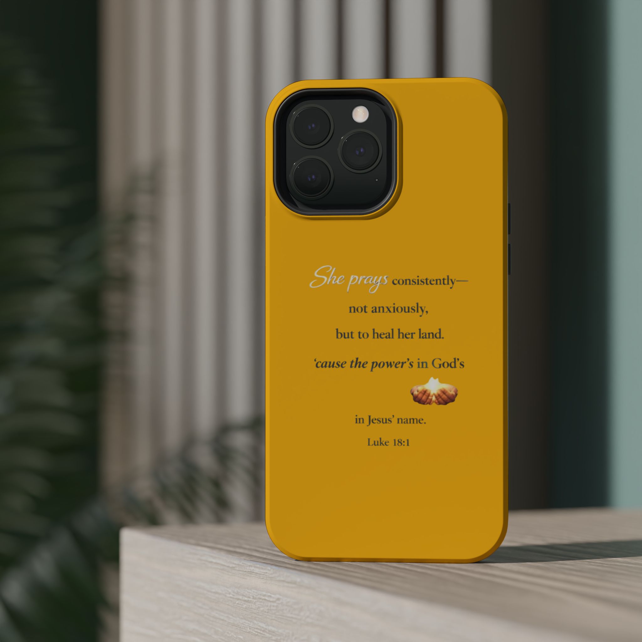 Christian Prayer Magnetic Impact-Resistant Phone Case — "She Prays Consistently" Inspirational Yellow - Image 64