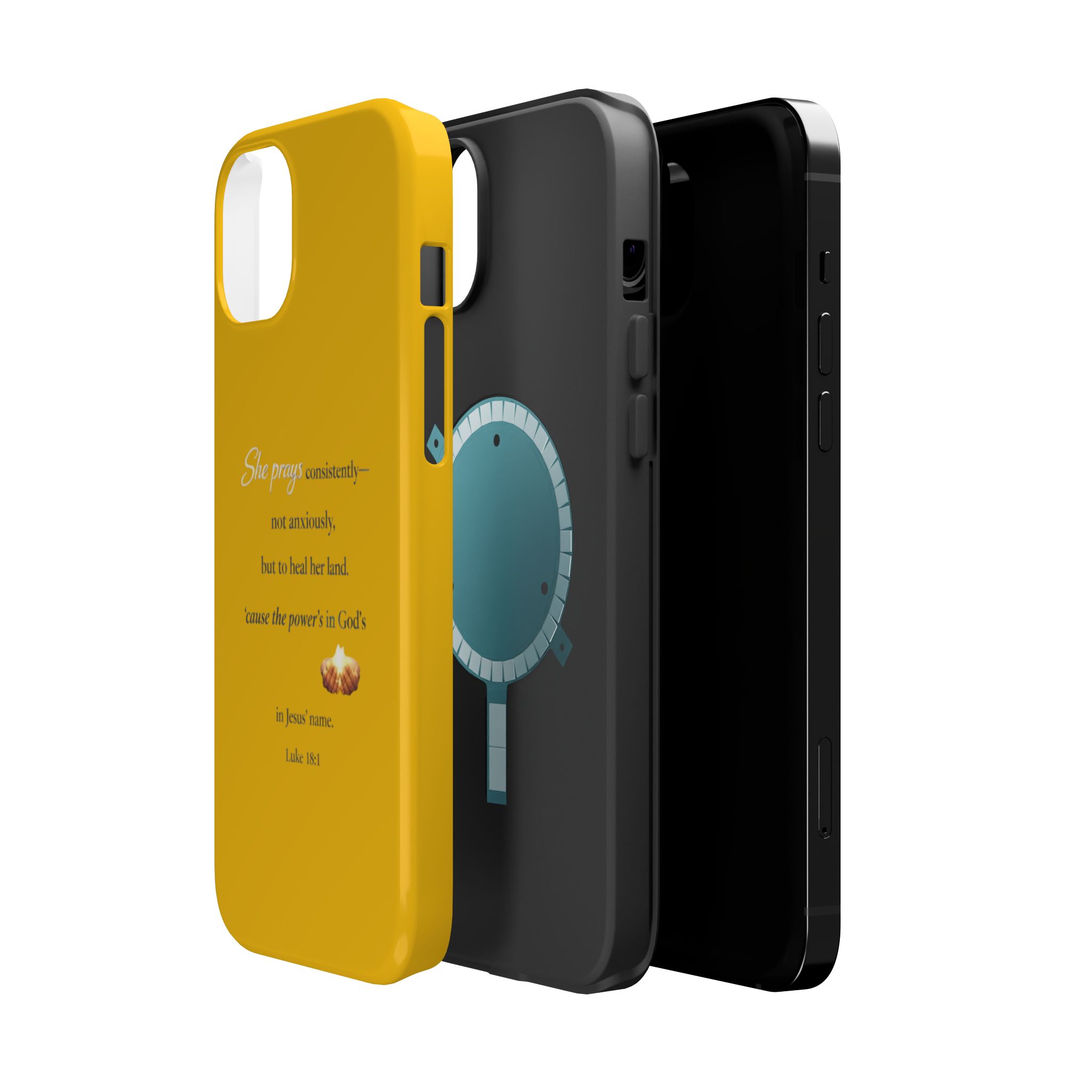 Christian Prayer Magnetic Impact-Resistant Phone Case — "She Prays Consistently" Inspirational Yellow - Image 18