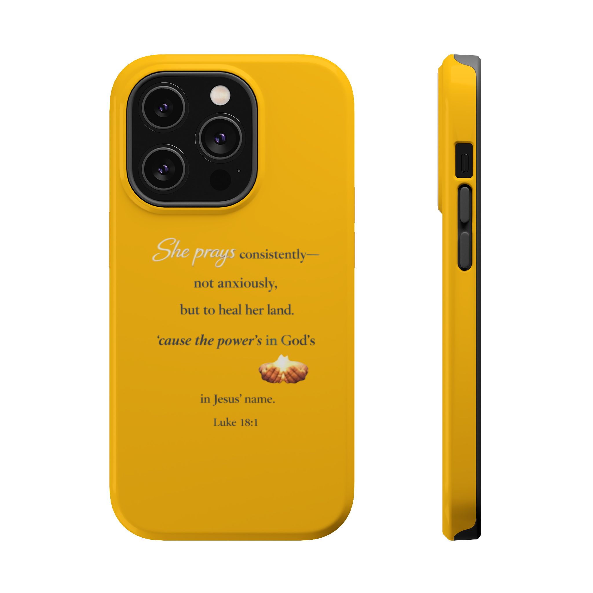 Christian Prayer Magnetic Impact-Resistant Phone Case — "She Prays Consistently" Inspirational Yellow - Image 9