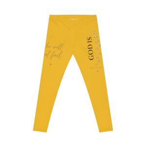Faith-Inspired Women's Leggings — "God Is" Yellow Inspirational Yoga Pants